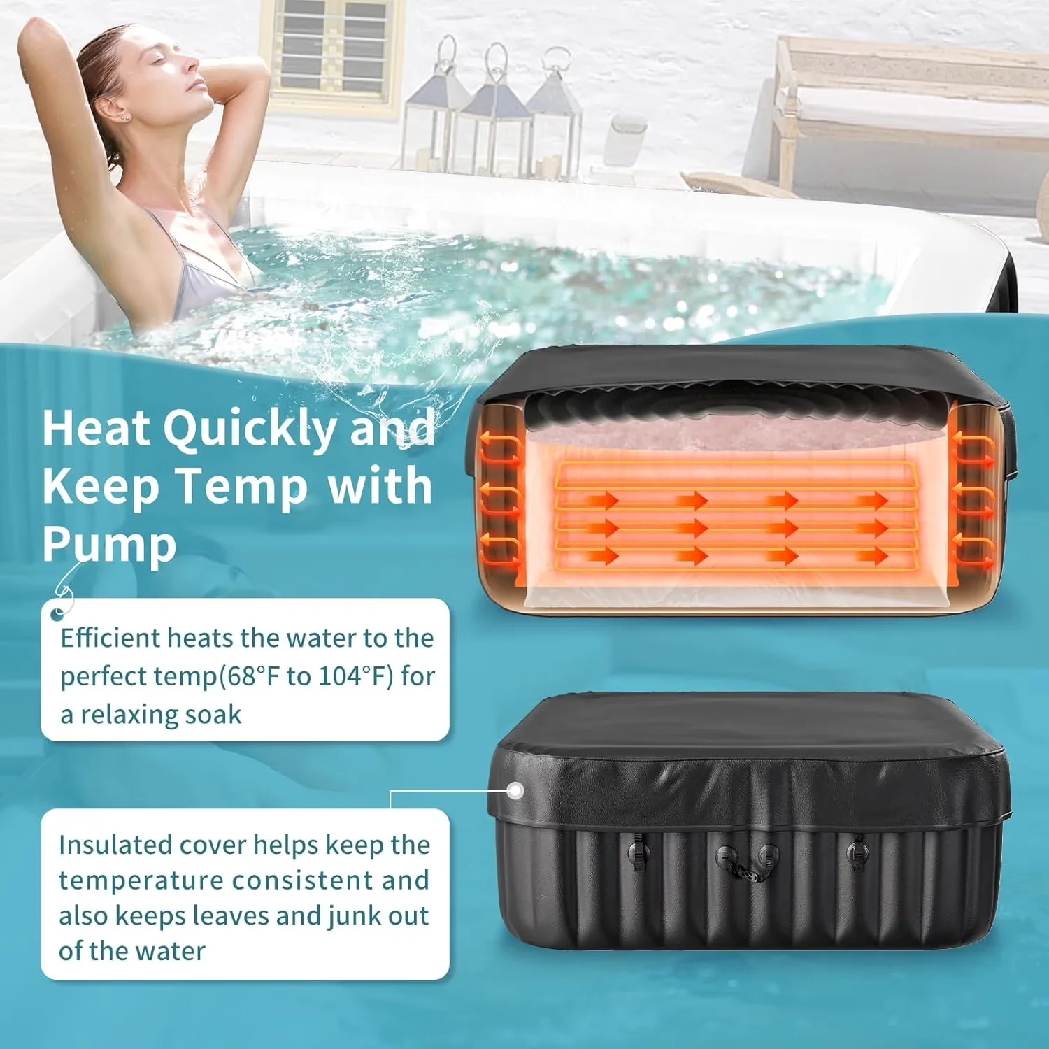 Essential Hot Tub with Energy Efficient, Led Display, Inflatable - Blue Model 53D898