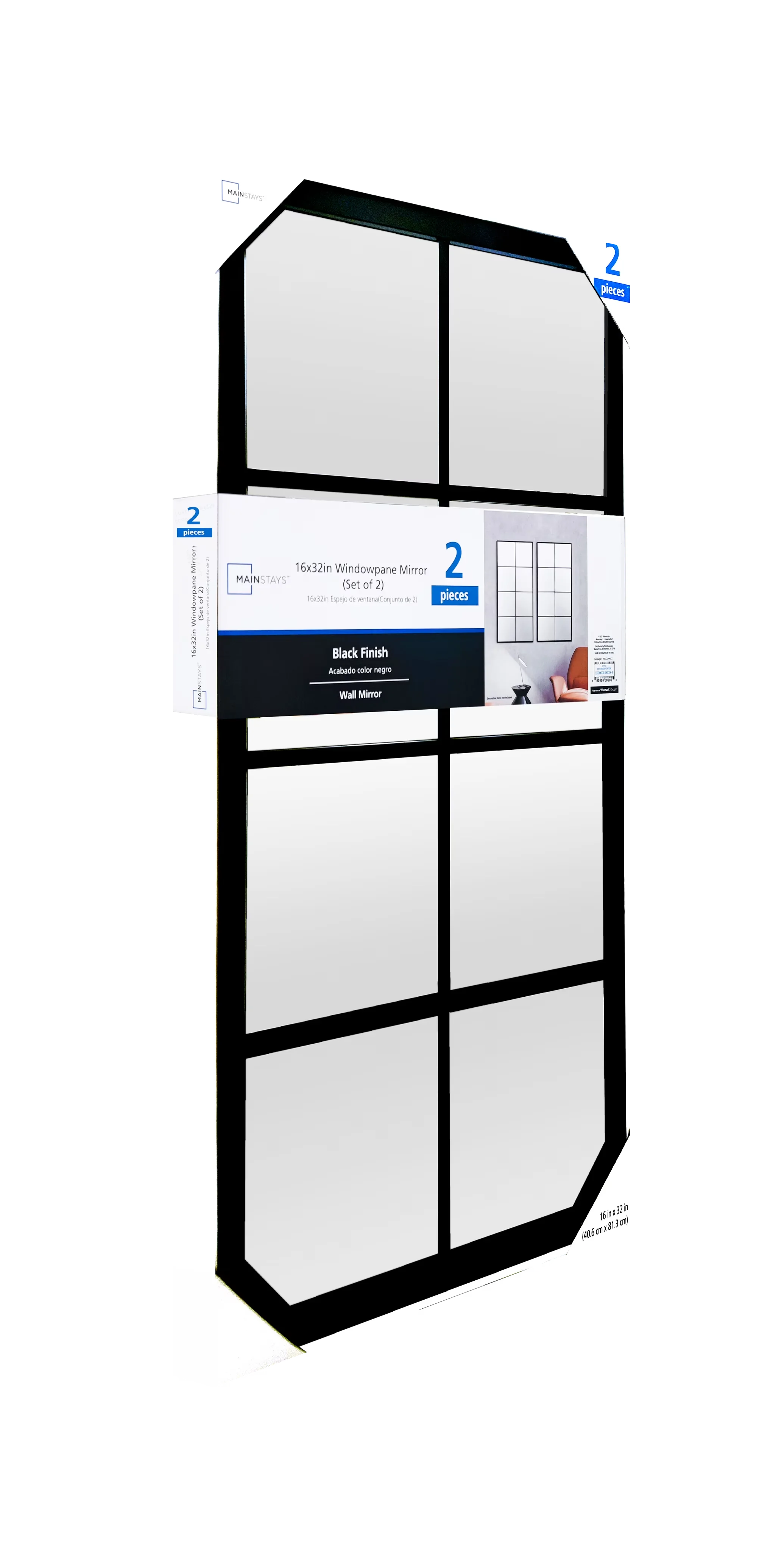 Bathroom Renovation Premium with Anti-Tip Anchoring Hardware, Minimalist - Black 16" x 32" for Living Room Model 09F015