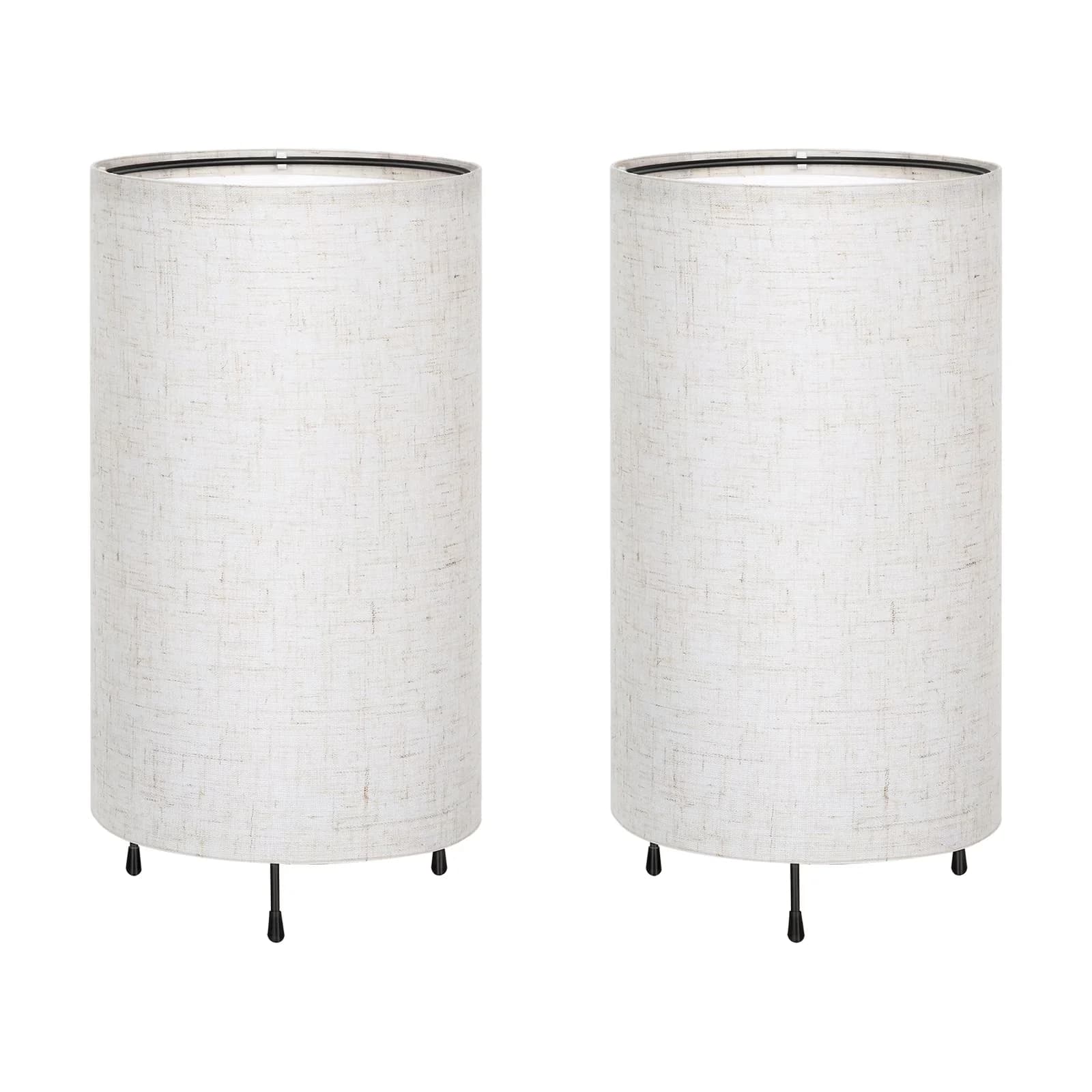 Compact Lamp Set with of 2 Modern Cylinder Table Lamps, Minimalist Fabric Linen Bedside Lamps, Small Nightstand Lamps for Living... - Model 412EE4