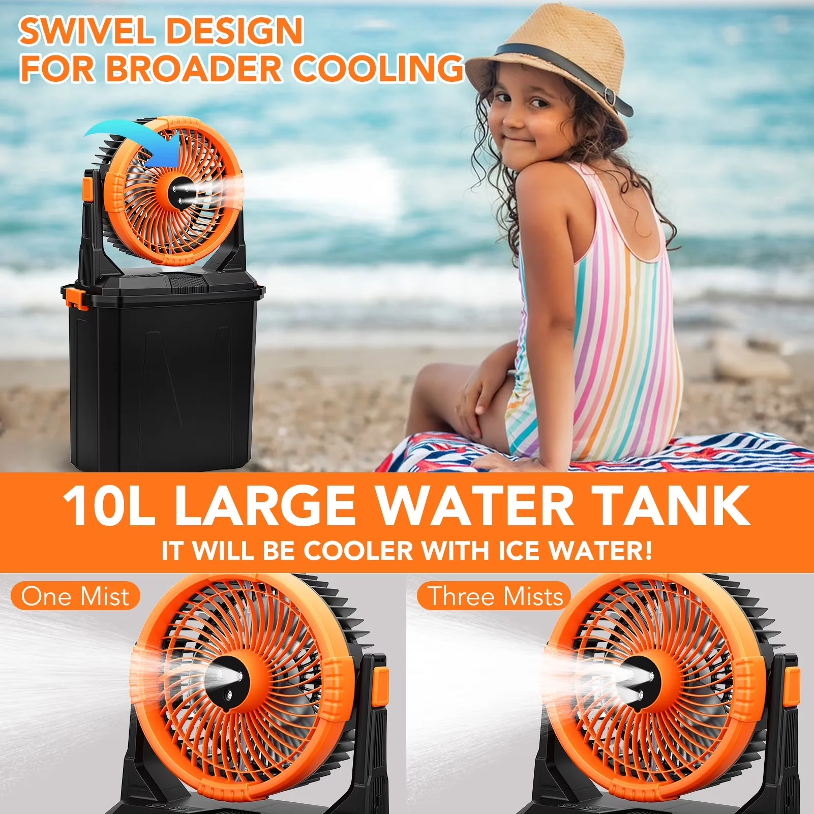 Fans In Cooling Durable with Battery, Remote Controlled - Abs Orange for Camping Model 8D5155