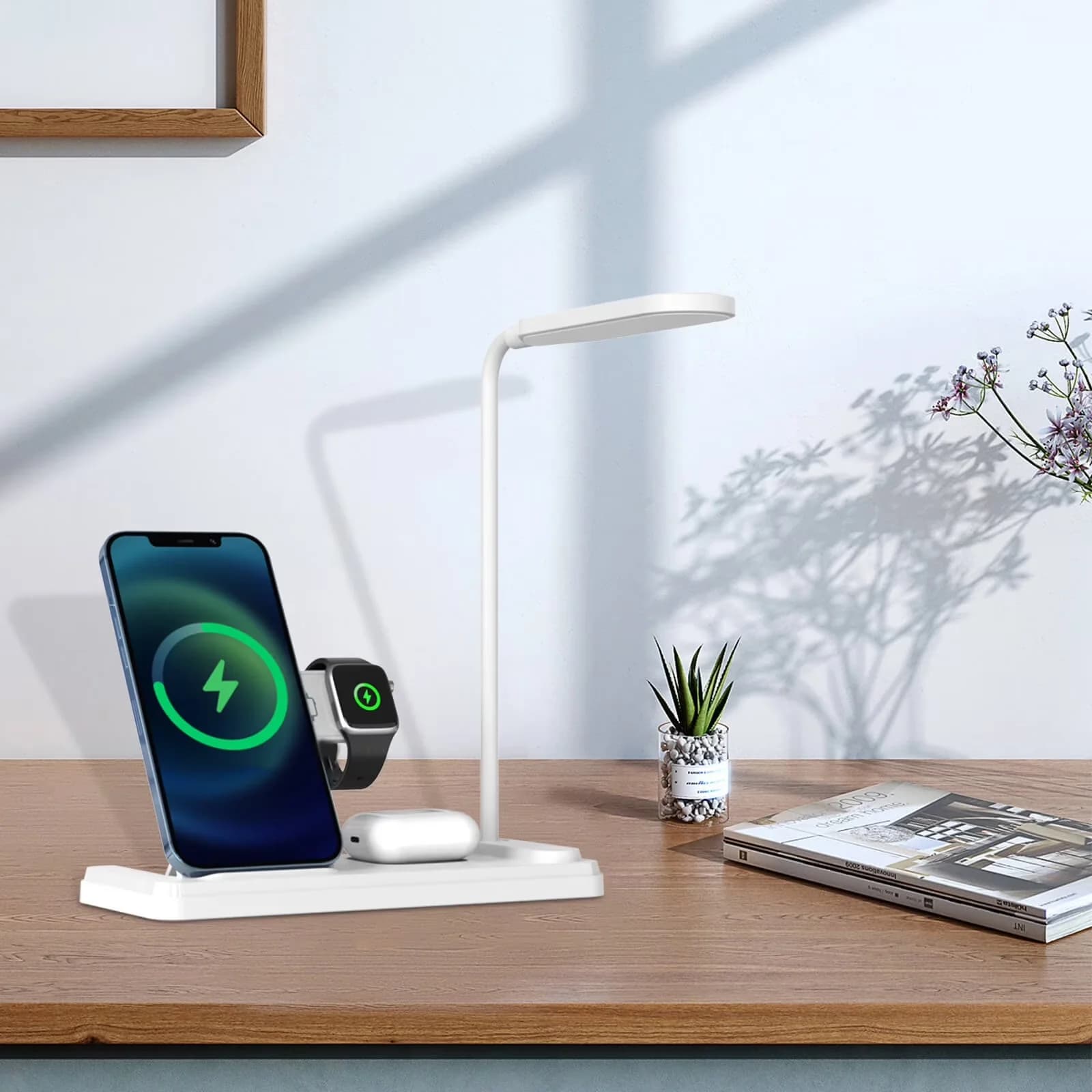 Lamp Set Modern with LED, 15W, 4-in-1 Wireless Charger Desk - Multicolor Model 0D1633