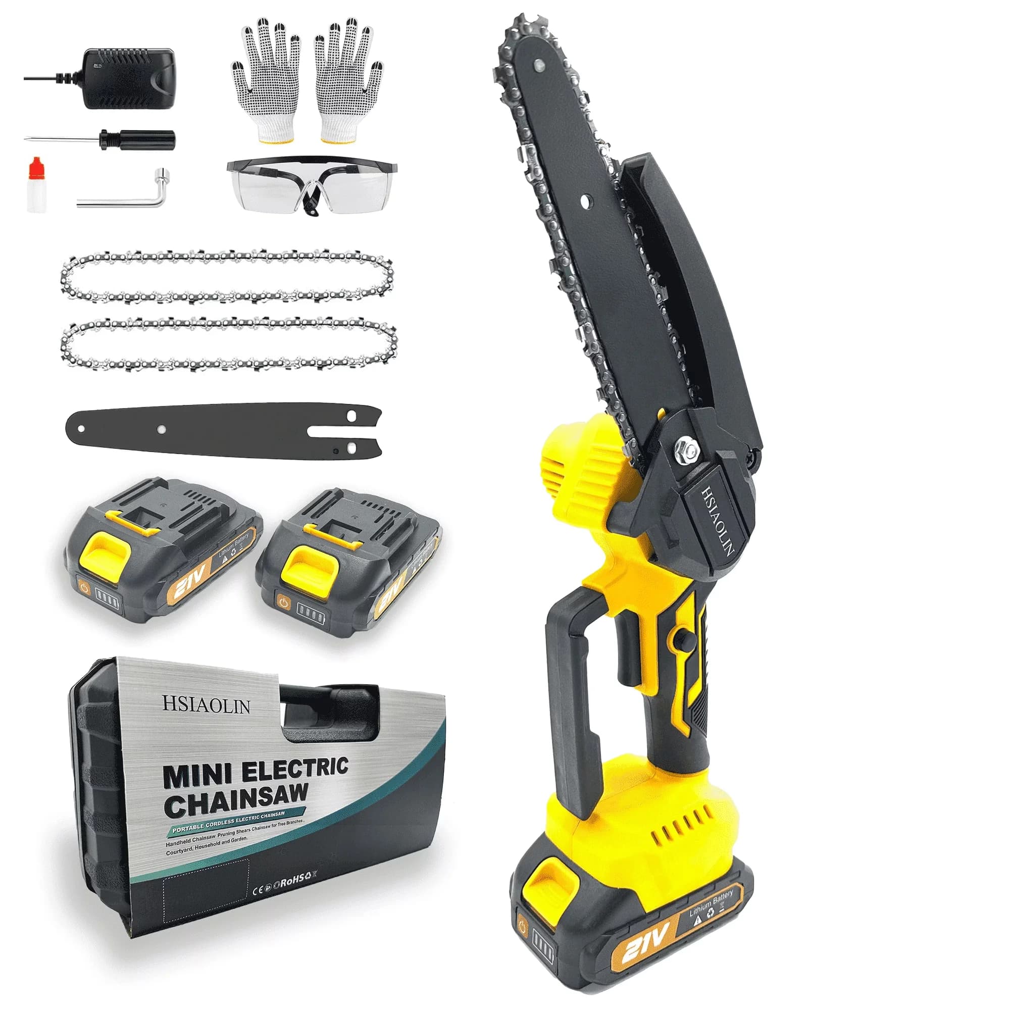 Classic Chainsaw with Battery, Safety Lock, Mini - Yellow 6 inch for General Purpose Model D3CEAC