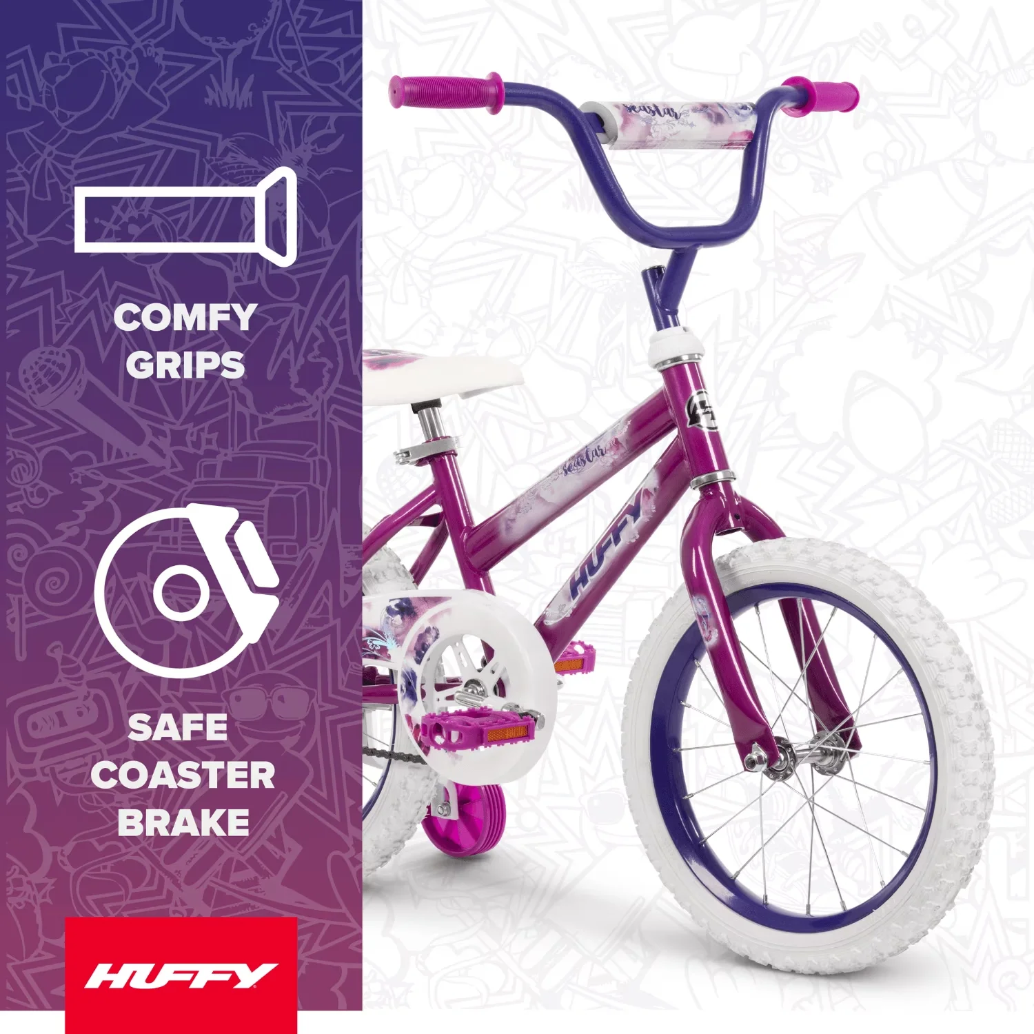 Quality Kids Bike with Adjustable Seat, Adjustable Seat Height, Girls - Purple Model BB363F