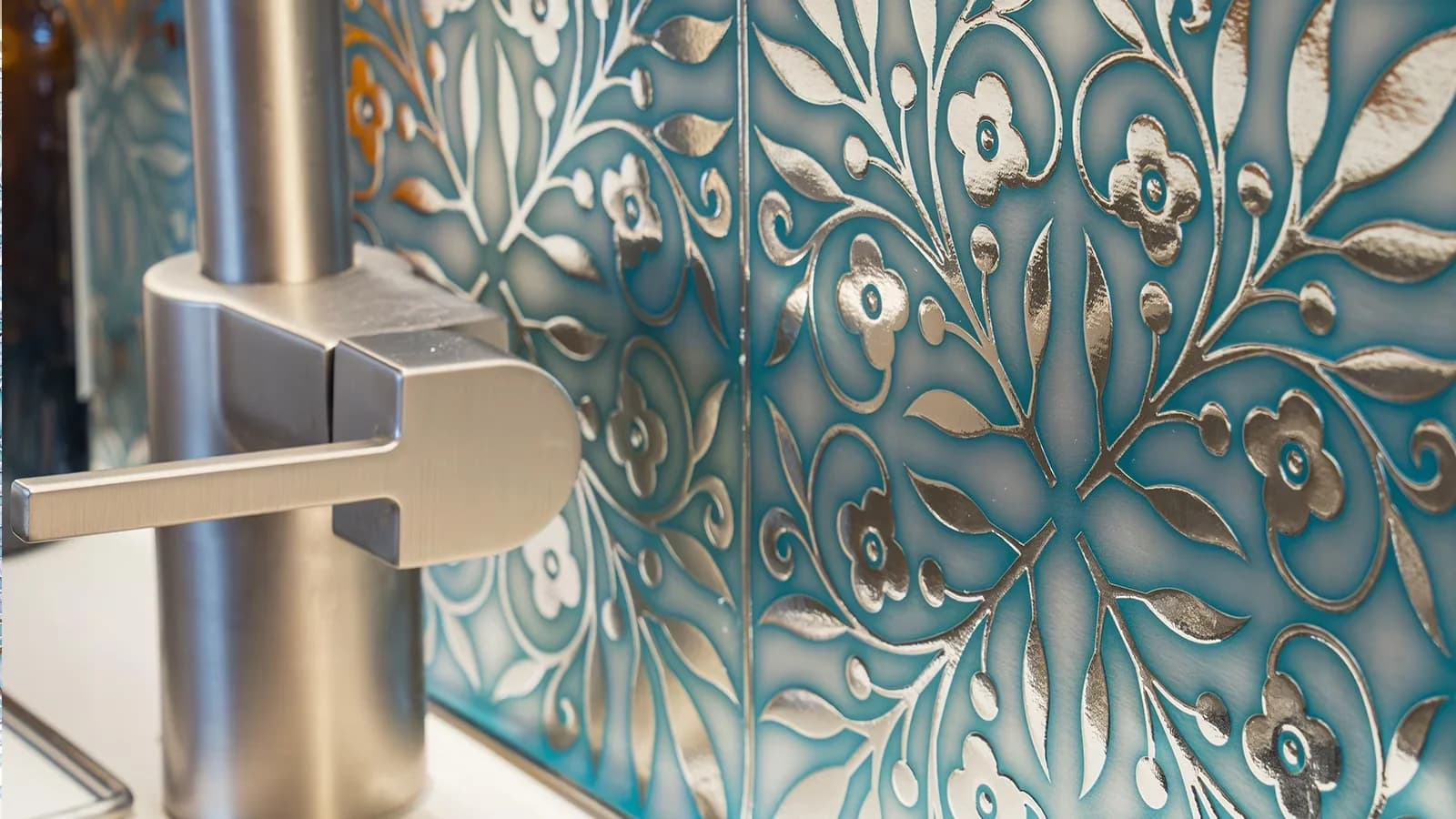 Bathroom Renovation Quality with Removable, 24-Pack, Teal and Silver Leaves Design - Paper Silver for Kitchen, Home Model D78586