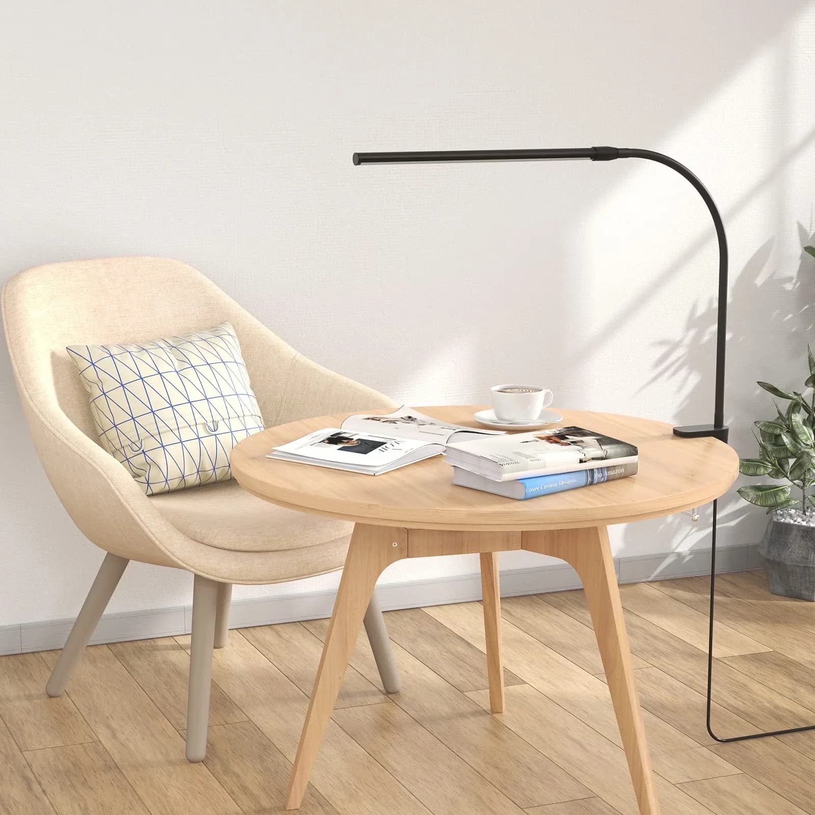 Versatile Desk Lamp with LED, Gooseneck, LED Clip-on Dimmable USB Reading Light - Metal Black Model 6412C2