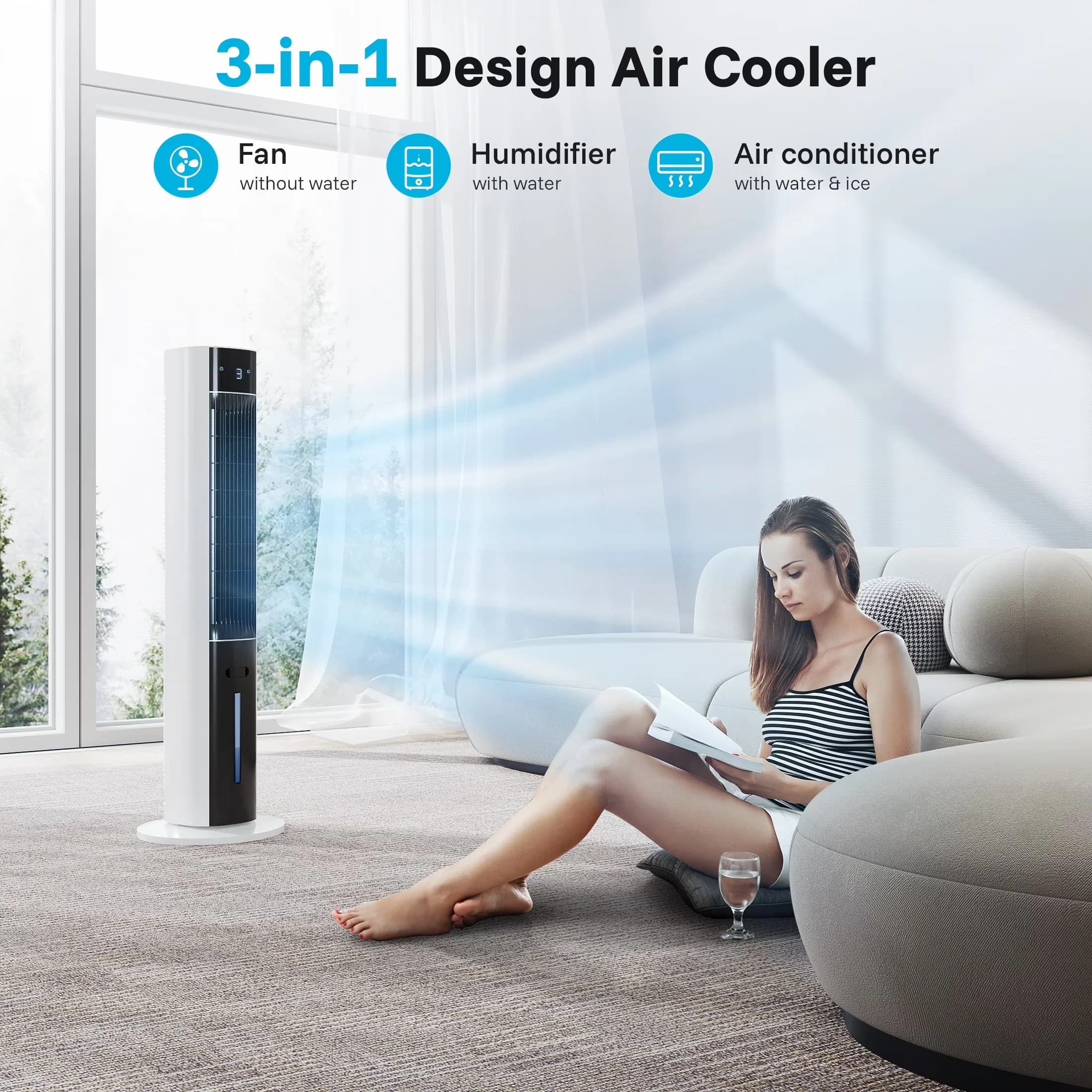Stylish Air Conditioner with White&Black, Evaporative Cooler Portable Conditioners - Model 891303