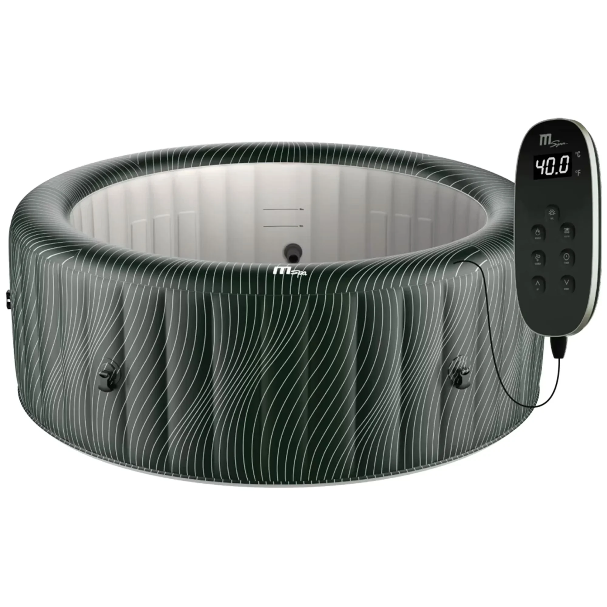 Professional Hot Tub with LED, Inflatable, MSpa Round Inflatable Bubble Spa - Black Model 241494
