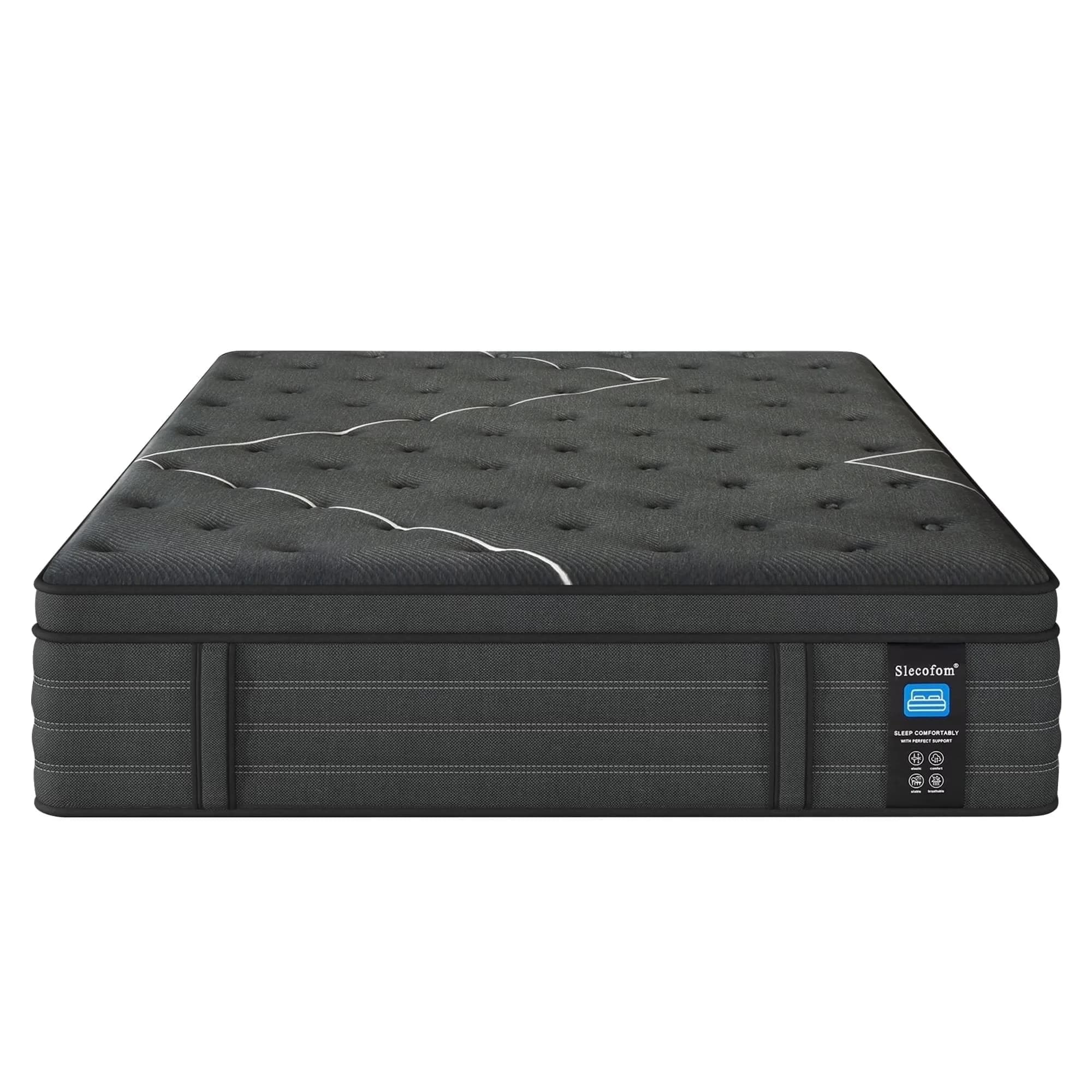 Essential Mattresses Accessory with Reversible, Breathable Construction, Cooling Technology - Black Gel Memory Foam, Suppport Foam,... Model 951FB5