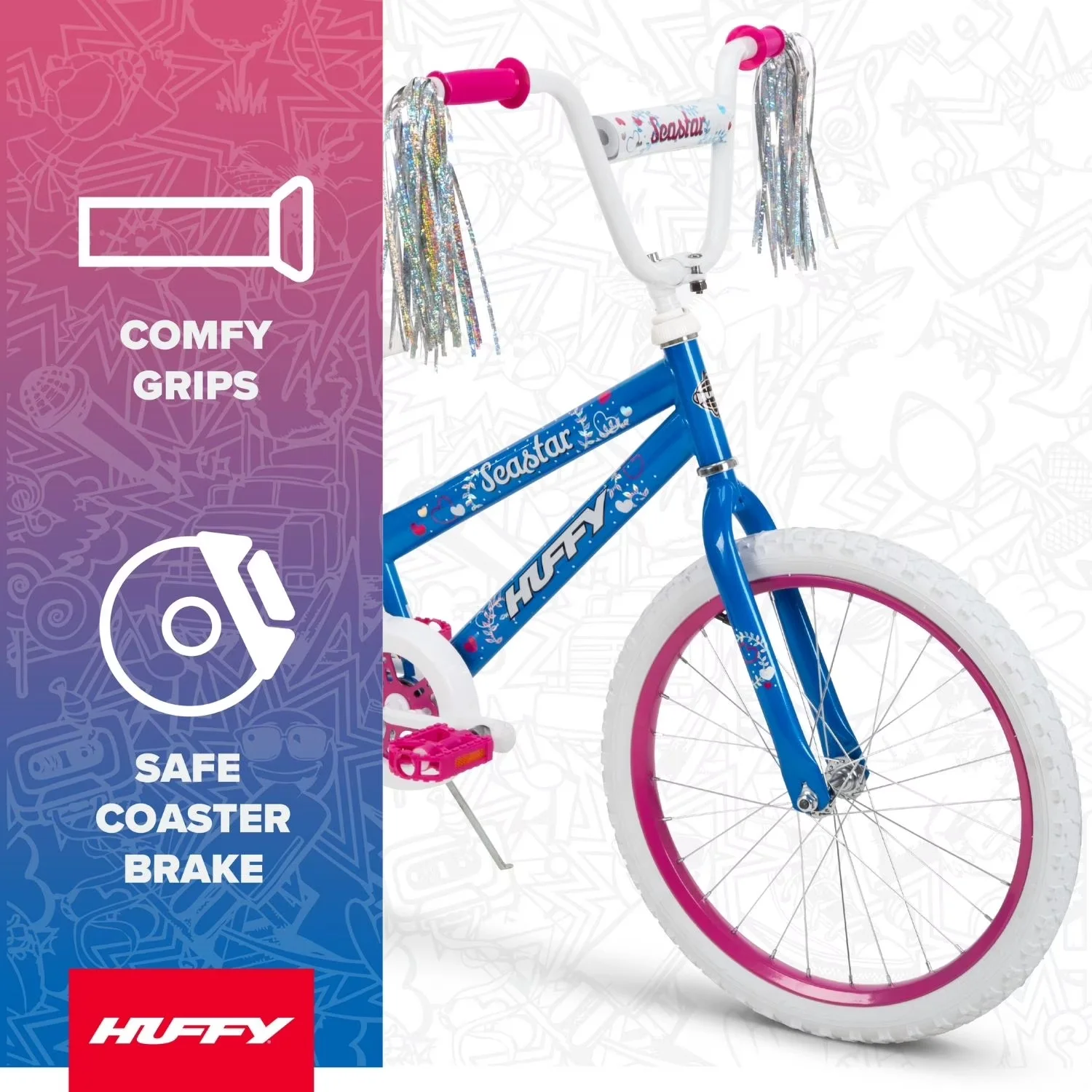 Kids Bike Premium with Adjustable Seat Height, Adjustable Seat, 20" Sea Star Kids' - Blue Model C4E611