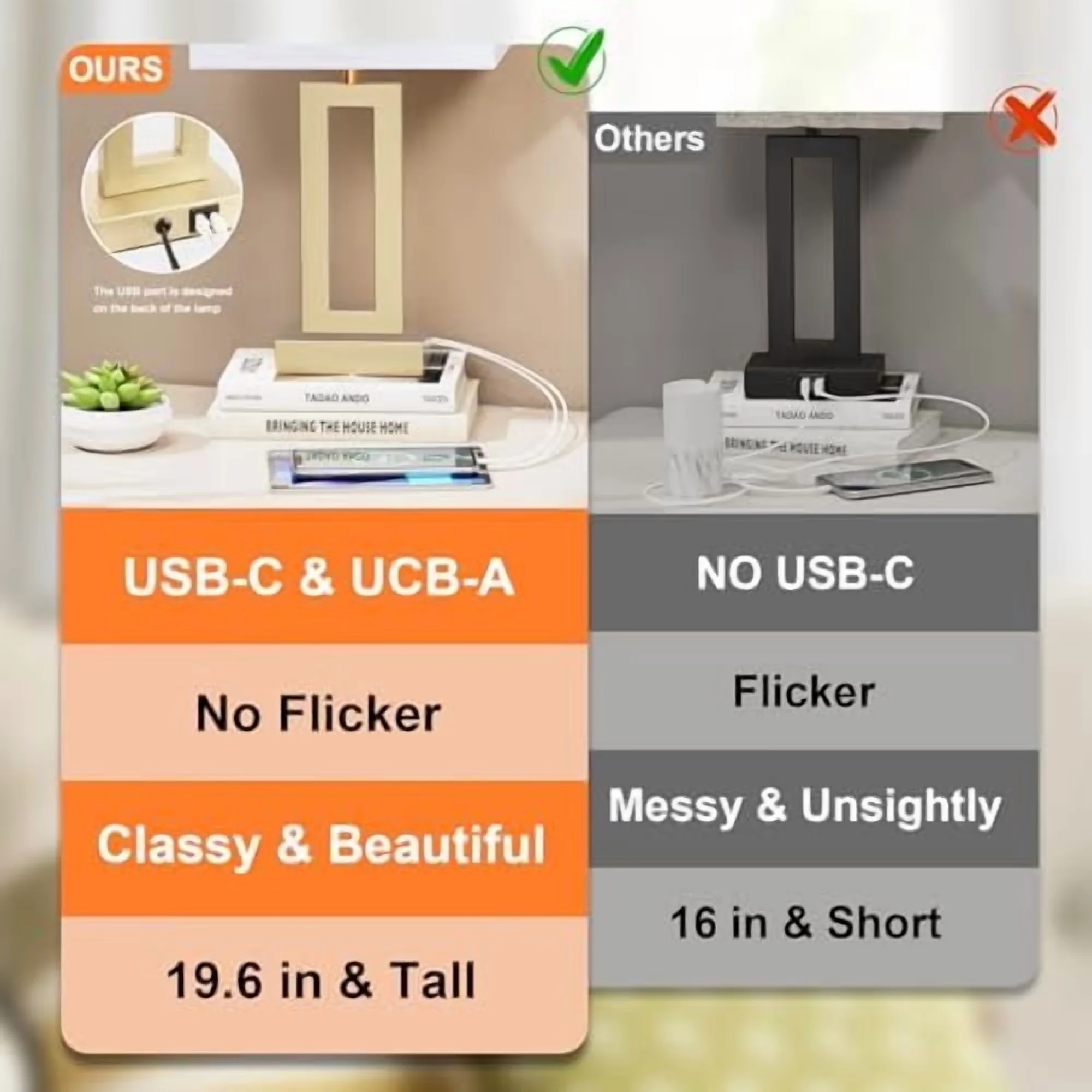 Reliable Lamp Set with LED, Dimmable, Nightstand Table Lamps - Linen - Rustic Charm Model B966EE
