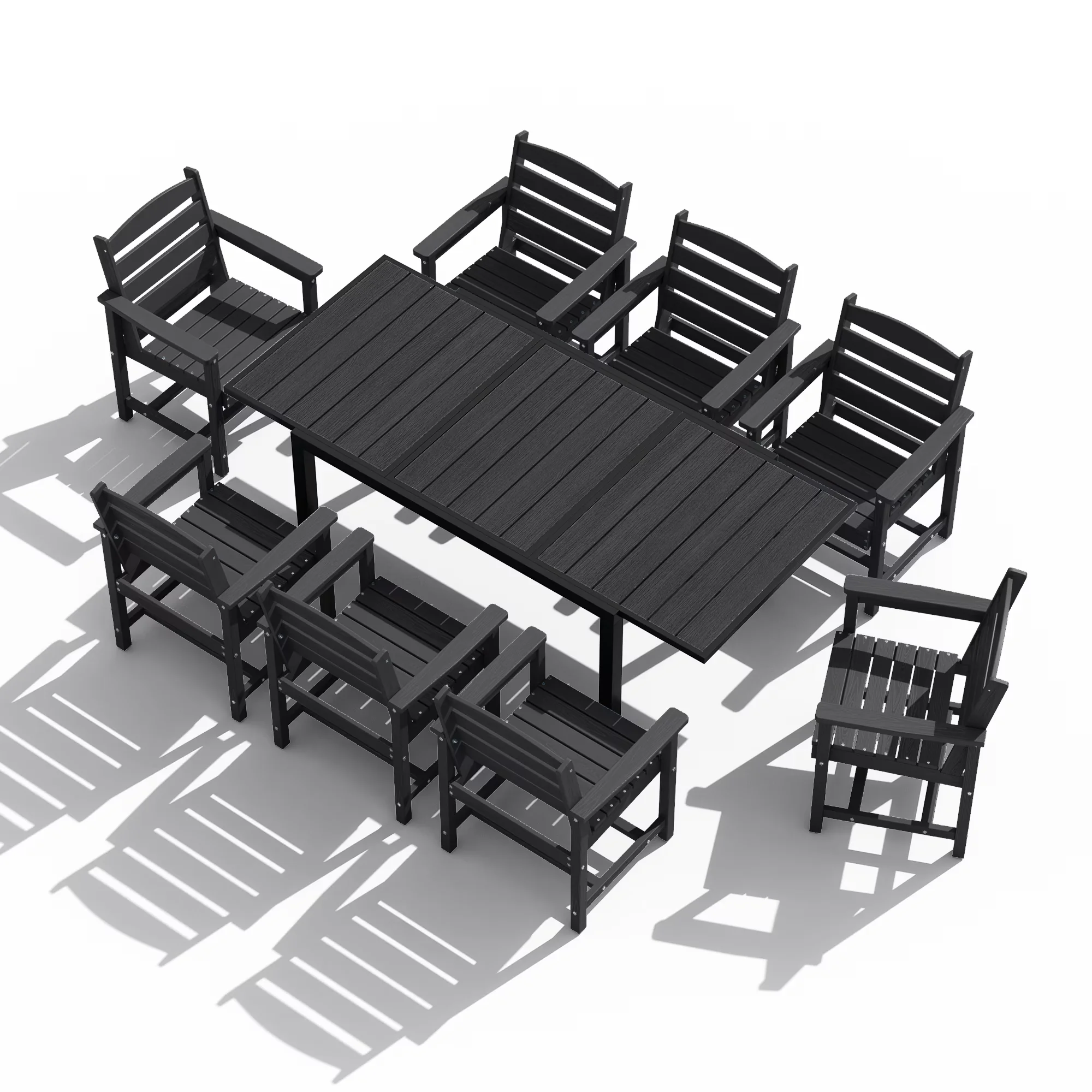Sleek Patio Dining Set with Weatherproof, Weather Resistant - Hdpe Black Model 9B9422