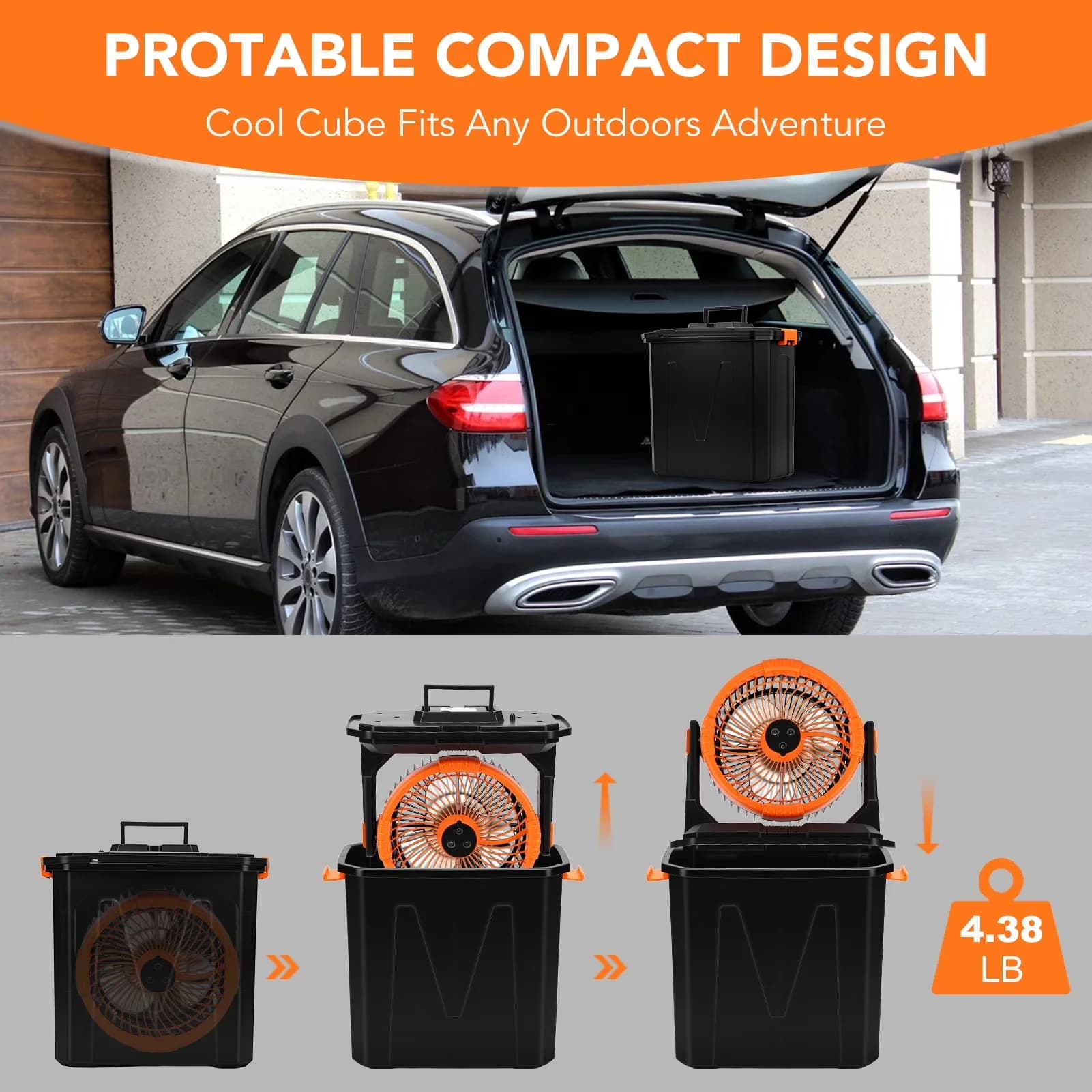 Fans In Cooling Durable with Battery, Remote Controlled - Abs Orange for Camping Model 8D5155