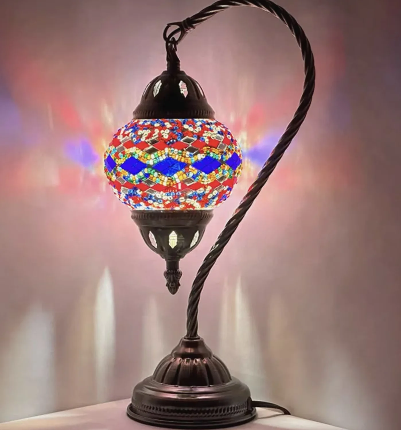 Lamp Modern with LED, Bedside Lamps, Turkish Moroccan Style - Gold Brass Model 19CA84
