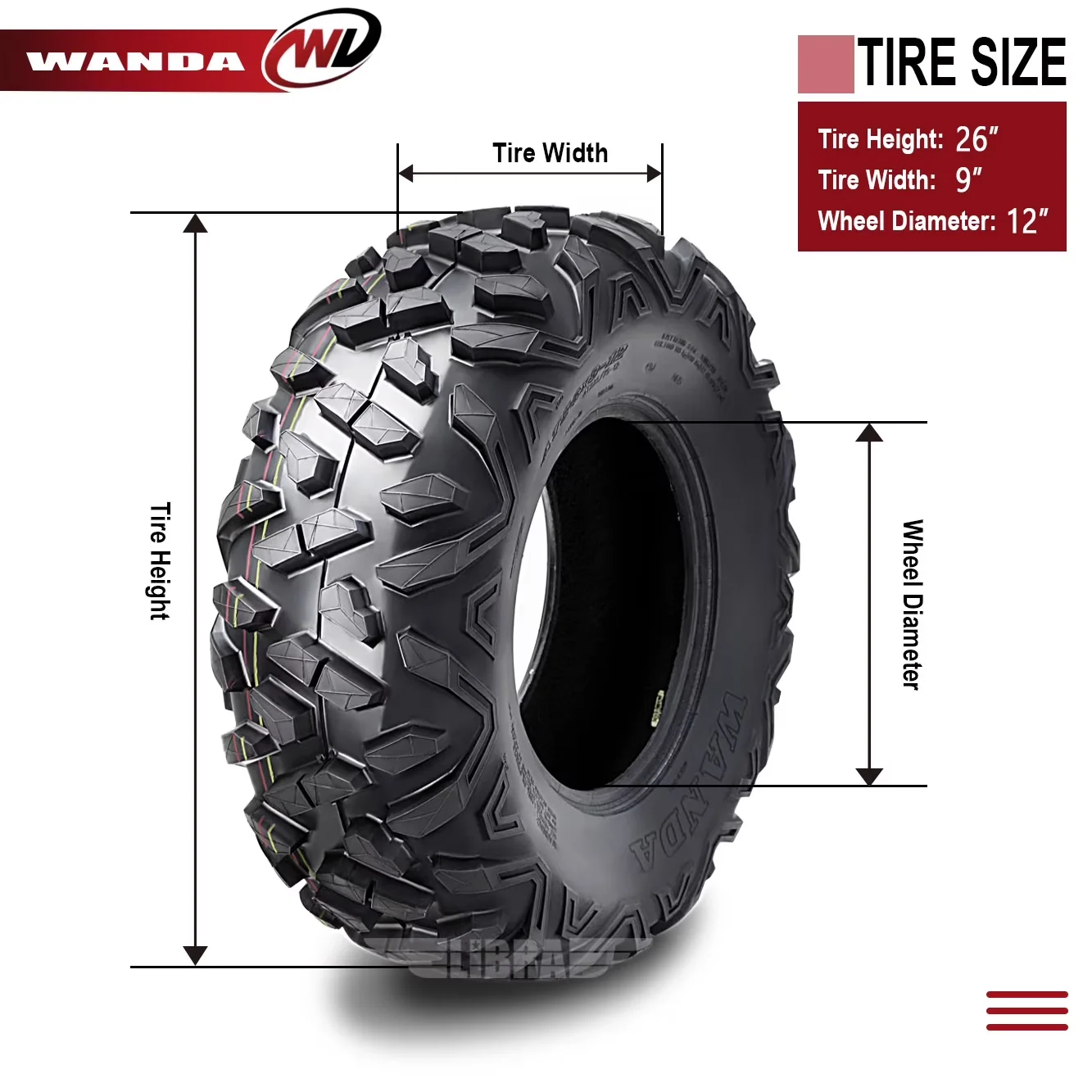 Sleek Atv Tire with Replacement, Tire Specifications Tire Size: 26x11R12 - Model DB4CBE