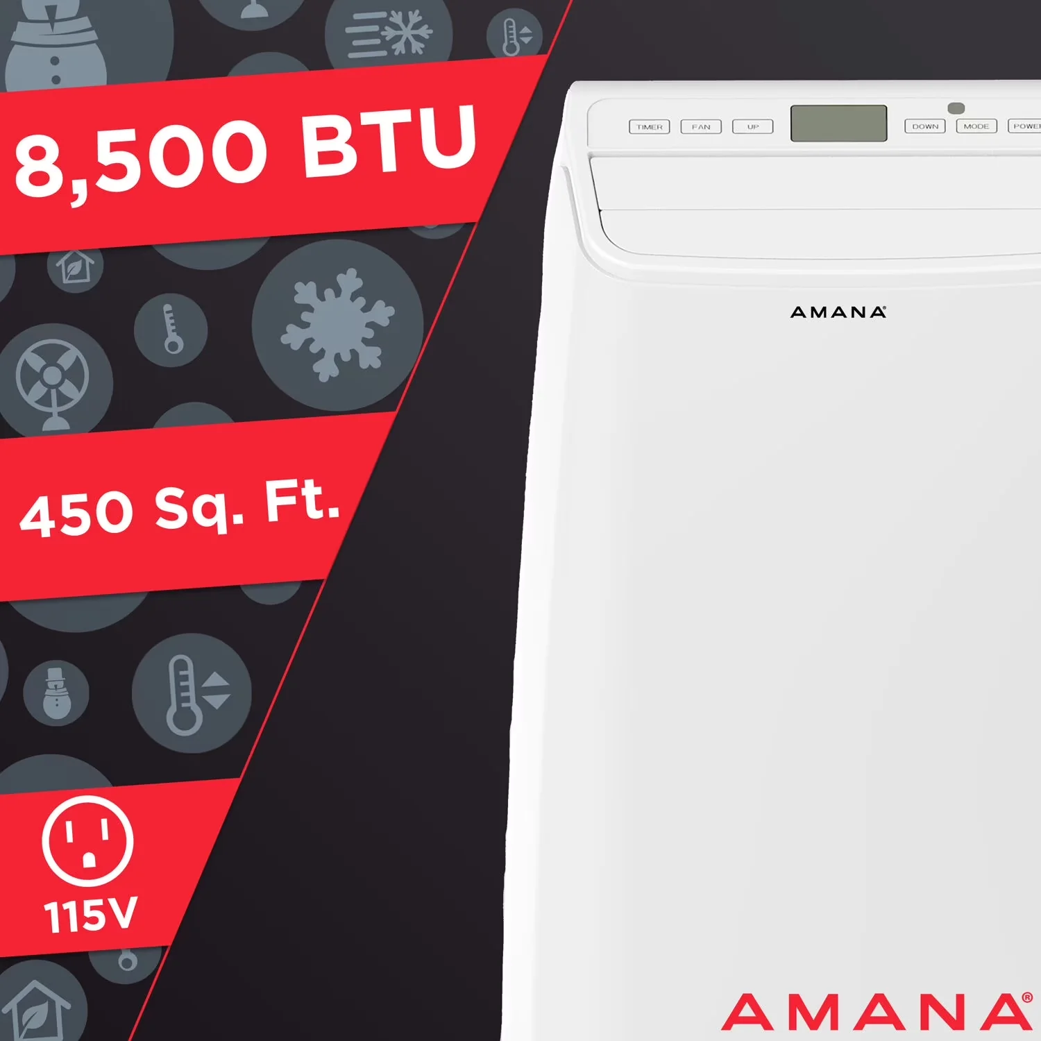 Compact Air Conditioner with 9000 BTU, 120V, Variable Speed - White - Commercial Quality Model AC3E1F
