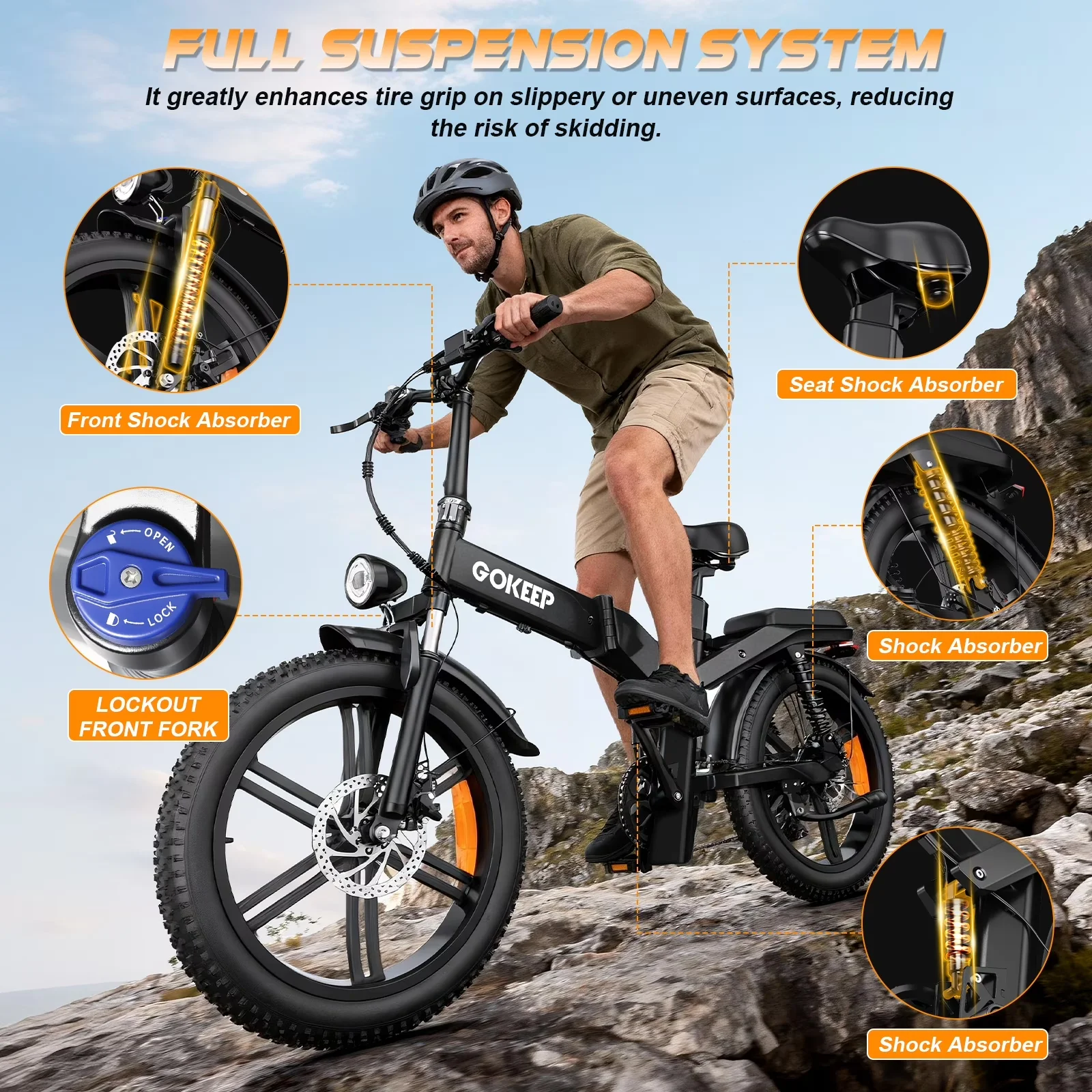 Stylish Electric Bike with Battery, 750W, 48V - Black X20 - Heavy Duty Model 9BB4EA