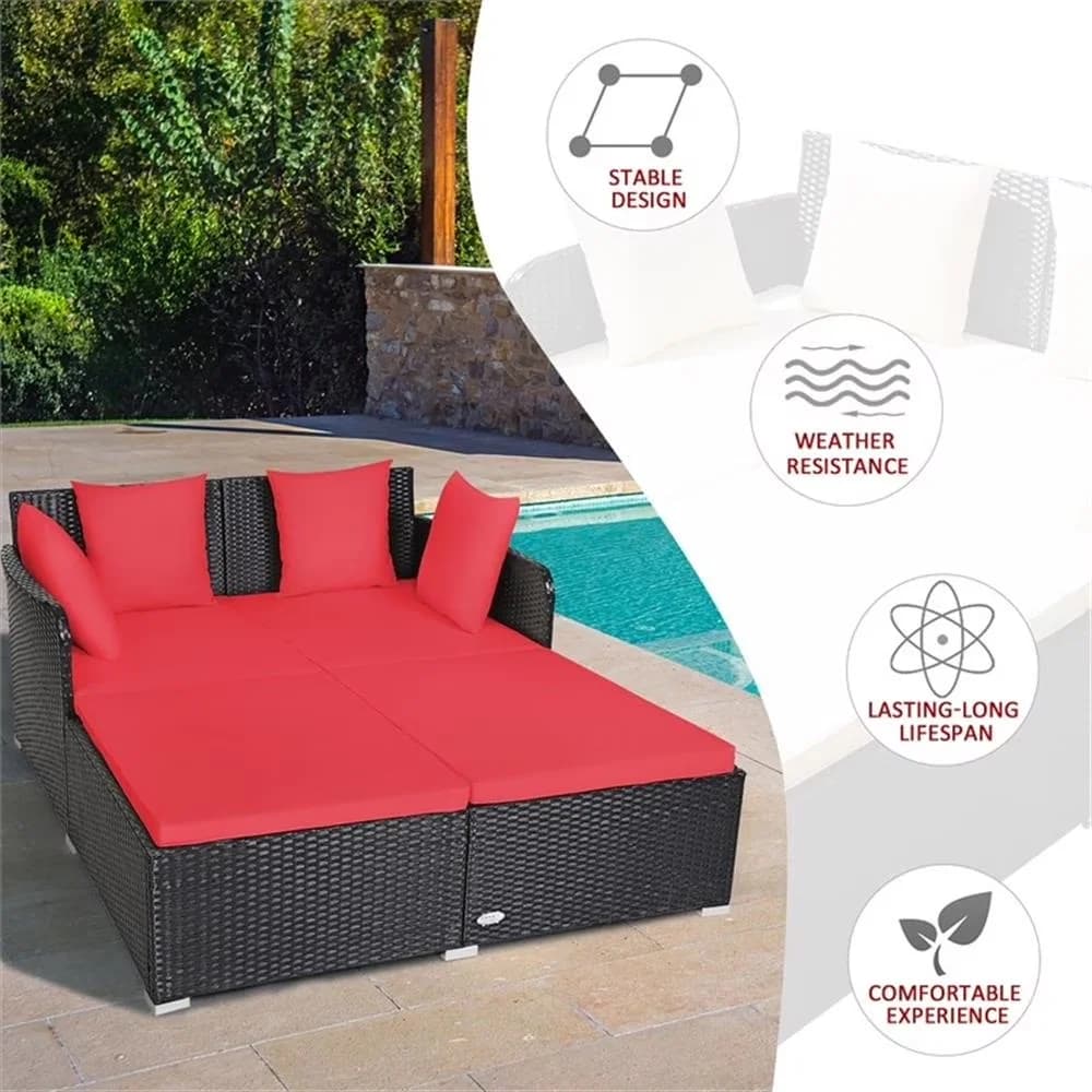 Outdoor Sofas Sectional Stylish - Rattan Red Patio - Easy to Use Model CB59D0