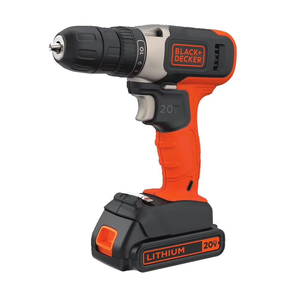 Drills Driver Essential with Lightweight, Compact Design, 20-Volt MAX Lithium Cordless Drill - Black Pack of 1 Model 59162E