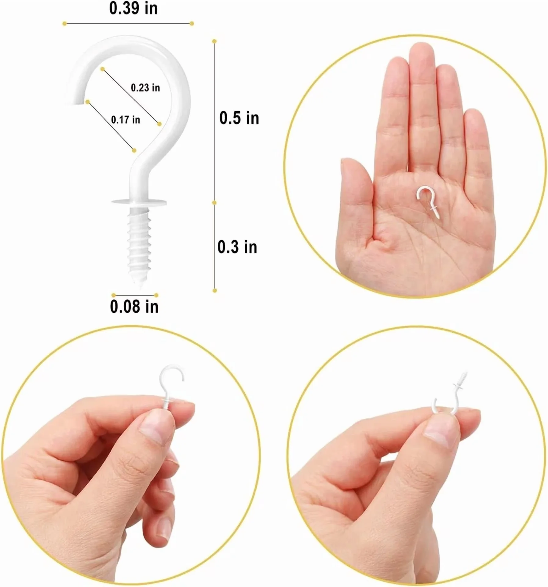 Professional Fastener with 1/2 Inch Mini Screw, 10Pcs 1Small Screw Hooks for Home, Garden - Model 23890B