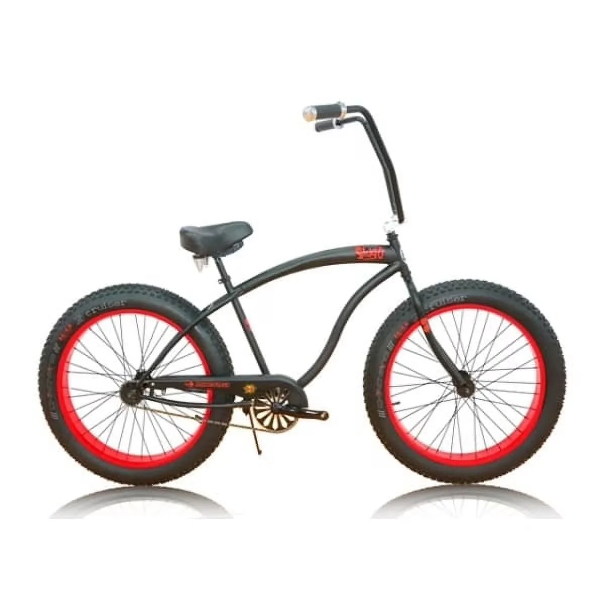 Cruiser Bike Modern with Lightweight, Black Spokes, Black Tire 26 x4 Color: Black / Red - Red Model 634660