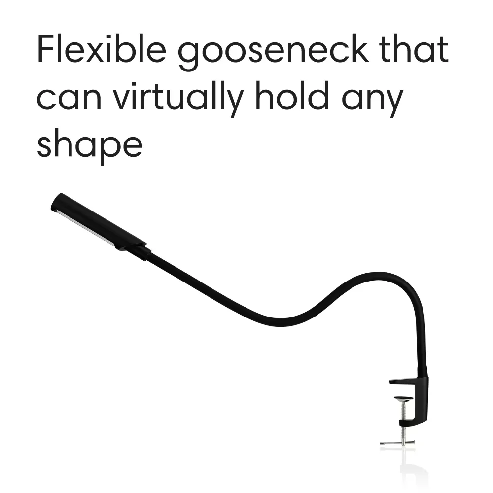 Desk Lamp Versatile with LED, Modern, Gooseneck - Silicone Black 3200TL Model 246842