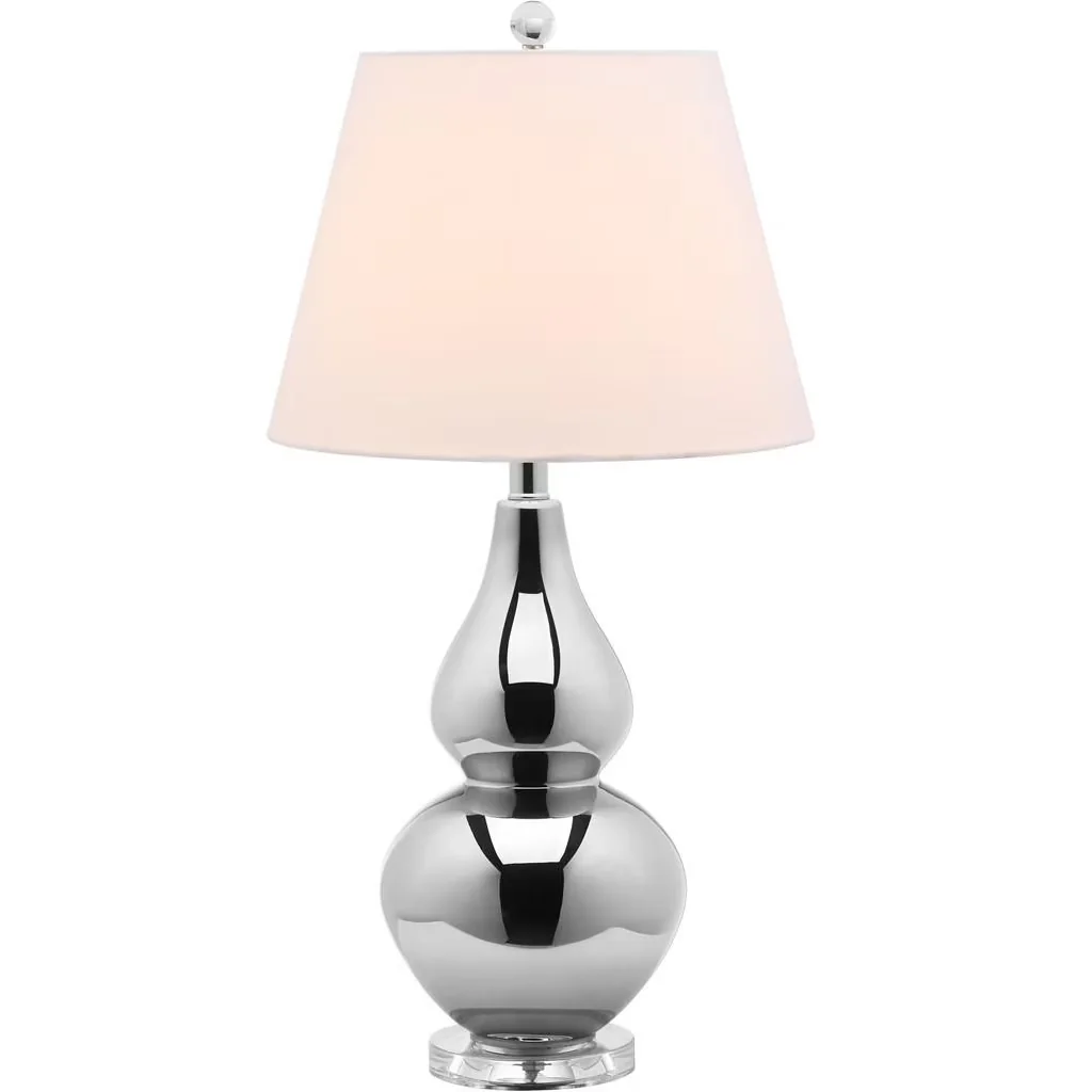 Sleek Table Lamp with Modern, Cybil 26 in. H Solid Double-Gourd - Silver Glass Model 73BED1