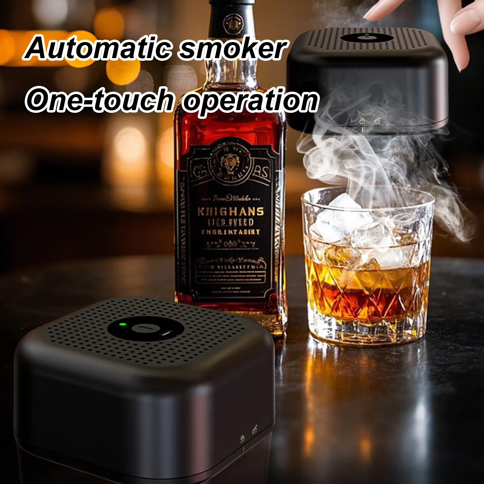 Modern Smoker with Digital Display, 6 Wood Chips, No Butane Needed - Black Abs Model BC2C86