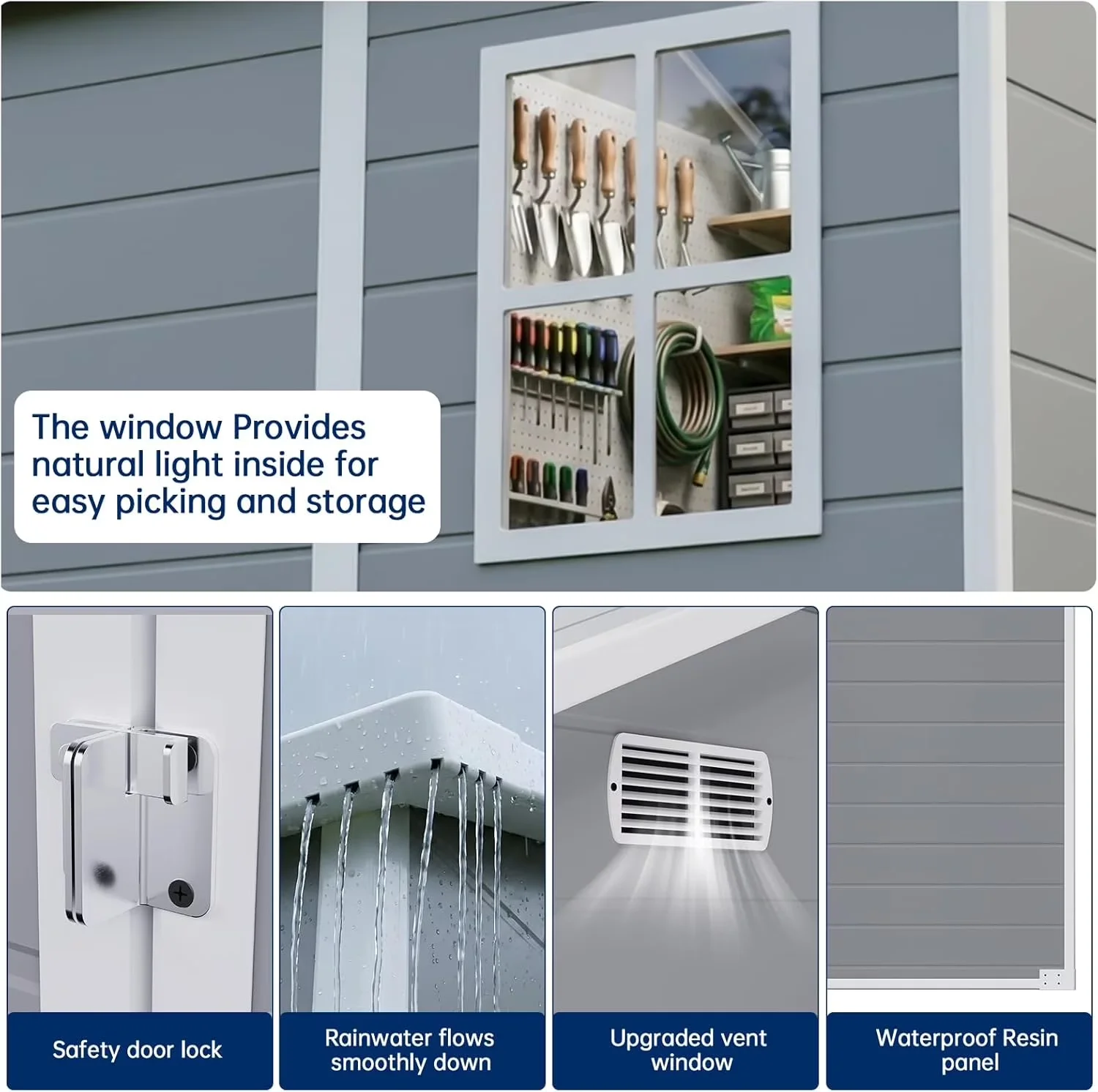 Shed Sleek with Compatible With Padlock, Mildew Resistant - Resin Gray for Patio Model 5243D7