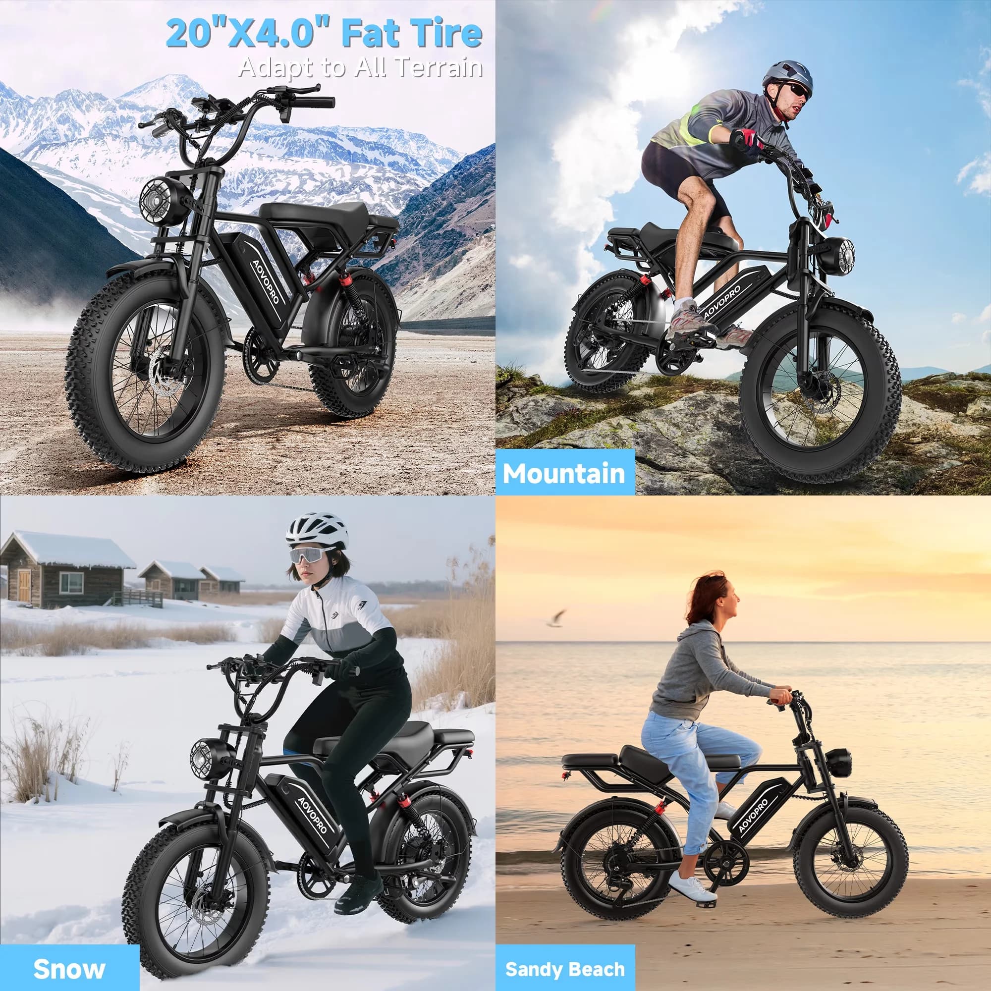 Electric Bike Durable with 750W, 48V, AP20 - Black - Quality Construction Model 2C6BA5