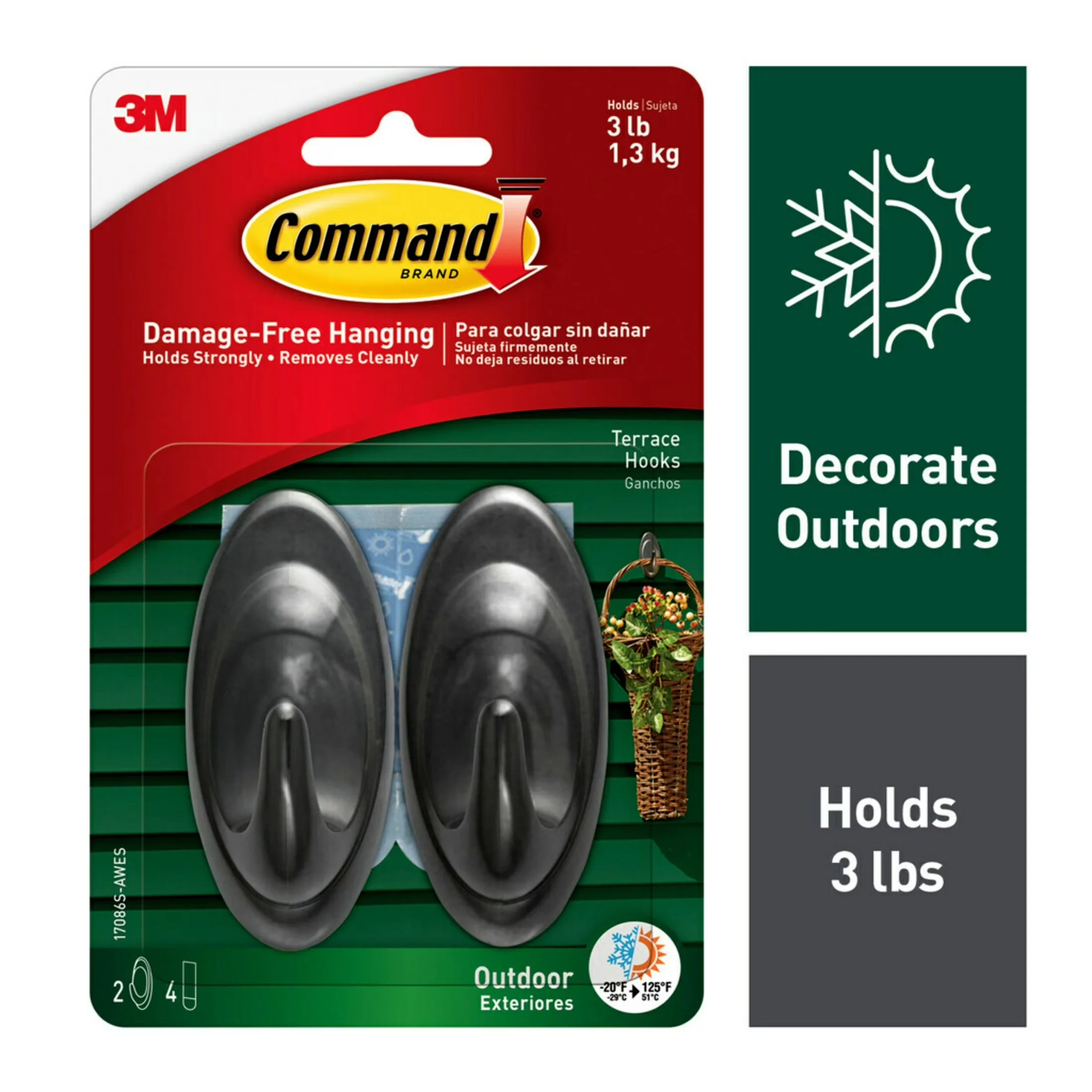 Premium Damage-Free Hanging with Wall-Mountable, Easy Installation - Black Plastic Model D086FD