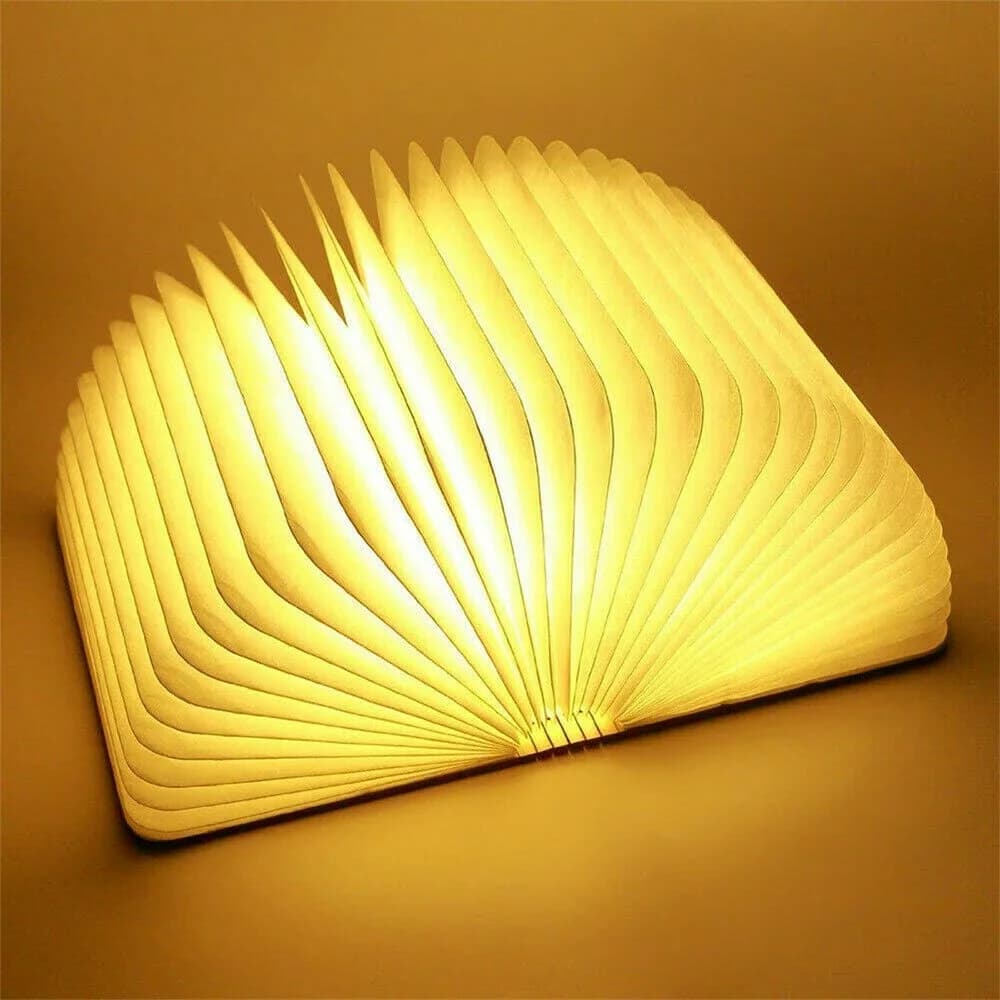 Reliable Desk Lamp with LED, Battery, Wooden Book Folding Portable Light - Brown for Party Model 0FCD56