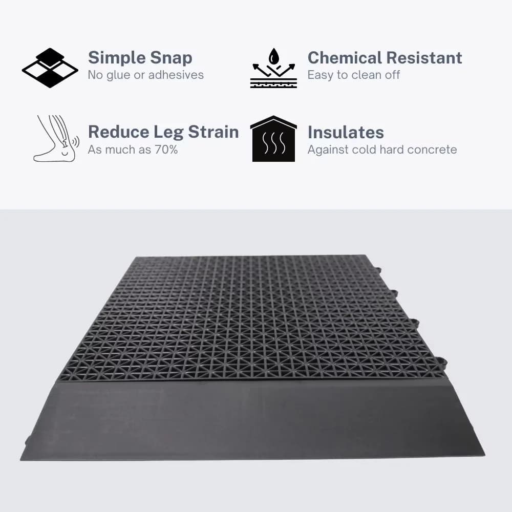 Grey Vinyl Flooring Vinyl Plank Flooring Reliable with Interlocking, Reduces leg strain for long lasting use - Black Model C955B2