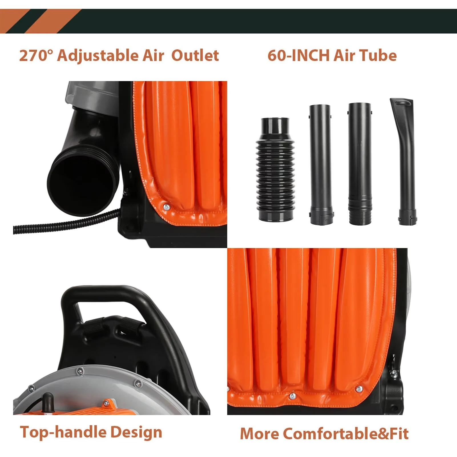 Reliable Leaf Blower with EB650 63CC Gas Backpack, 665 CFM Gas Powered - Model 0E374D