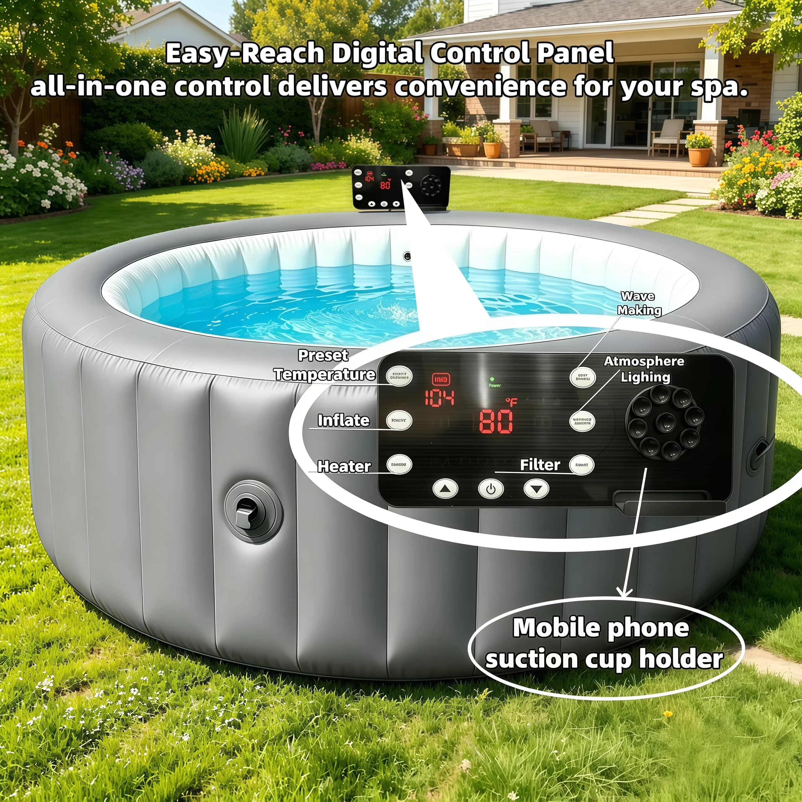 Modern Hot Tub with Energy Efficient, Insulated, Inflatable - 2-4 for Everyday Use Model 71E960