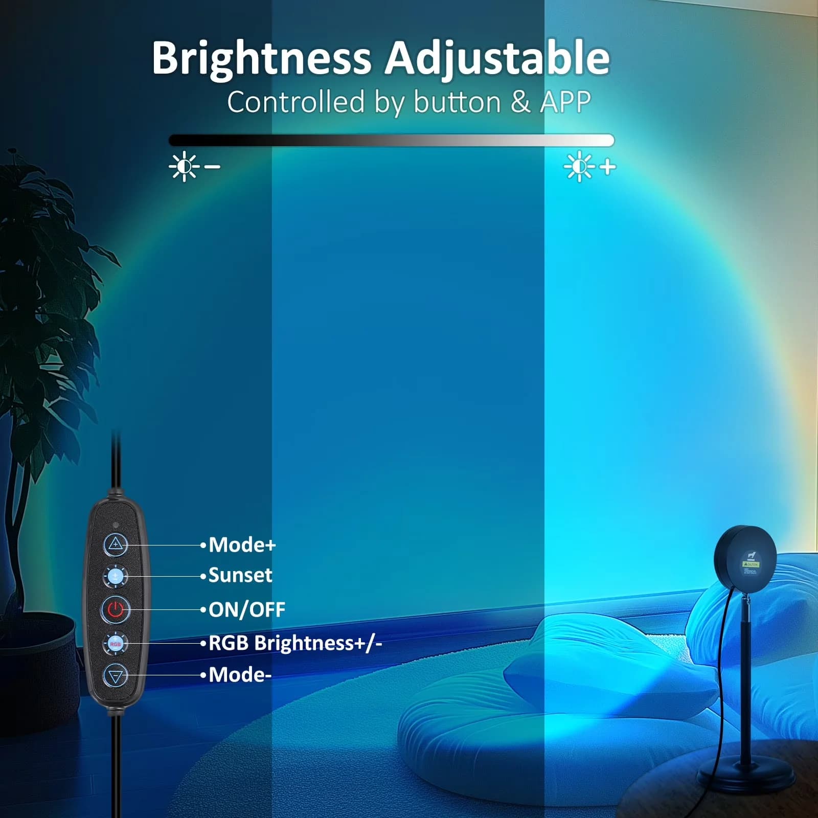 Efficient Lamp with LED, Color Changing, Sunset for Bedroom, Party - for Home and Office Model C3571B