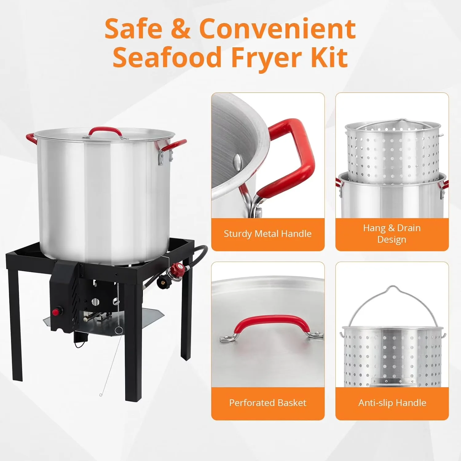 Outdoor Fryer Professional with 110000 BTU, Adjustable Regulator, 10 PSI Regulator - Aluminum Model 671A2B