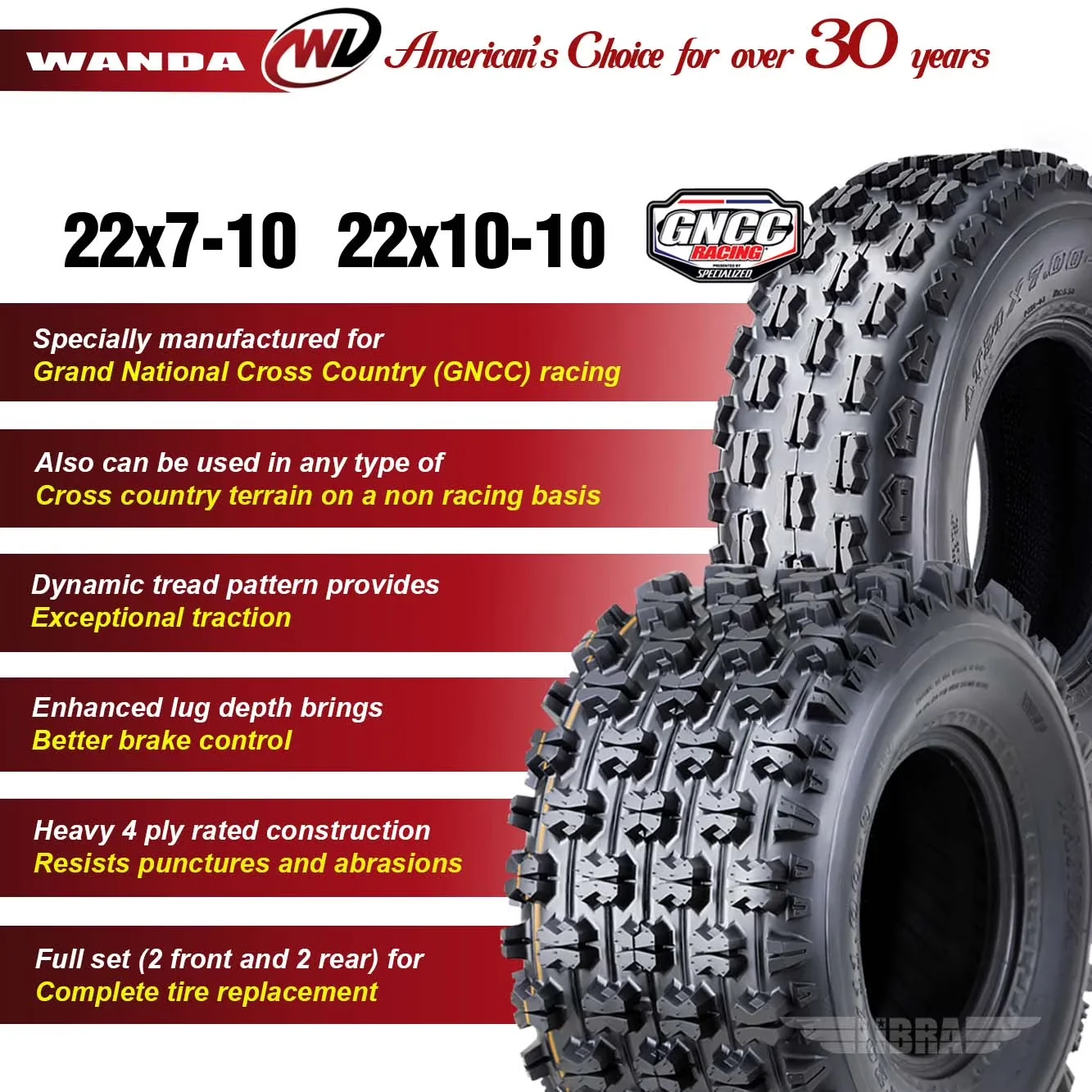Compact Atv Tire with Smooth, Puncture Resistant, (2) 20x7-8 - 93-17 - Premium Collection Model C0DE6C