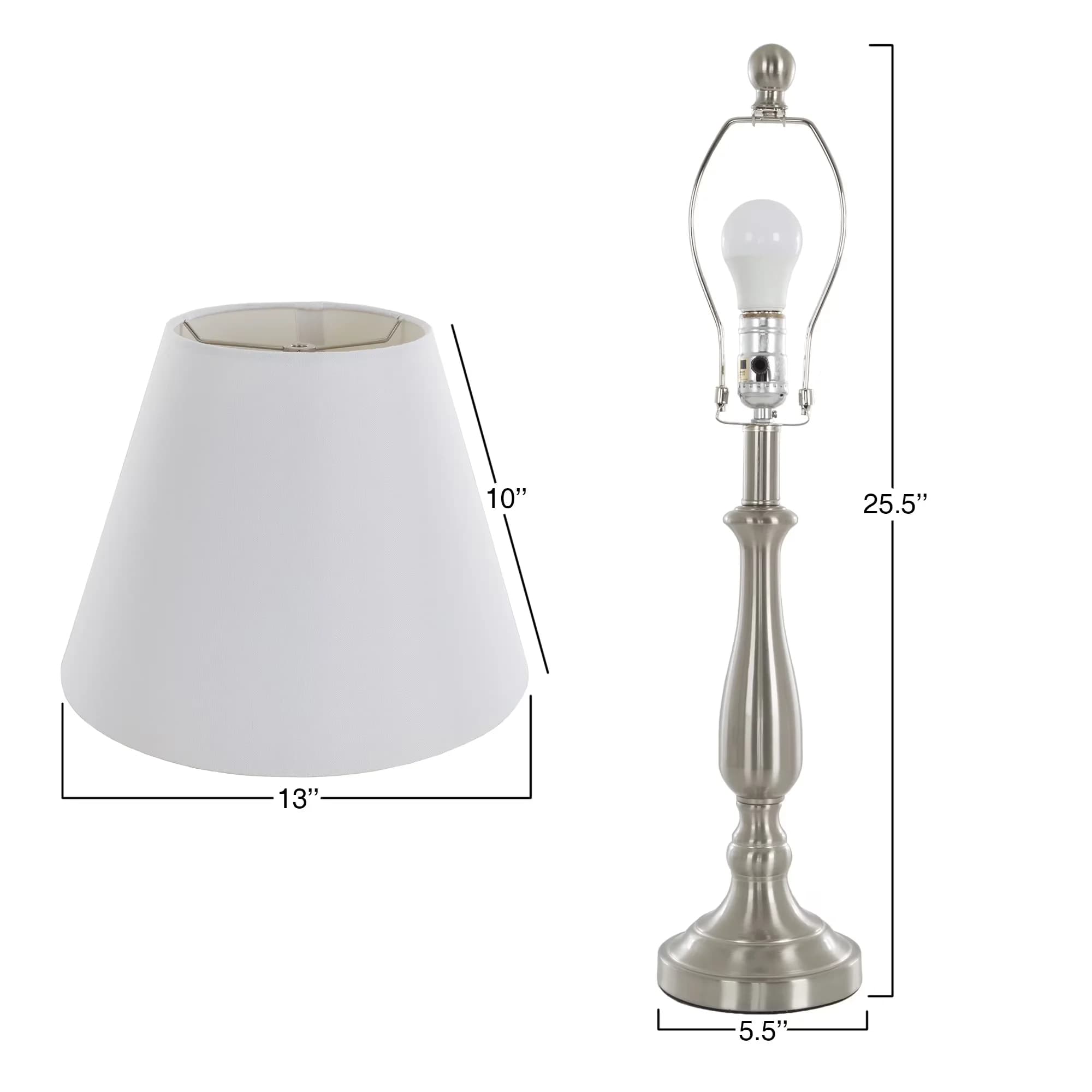 Classic Lamp Set with LED, Energy Efficient - Fabric, Steel Silver, White, Multicolor Model C7ABB8