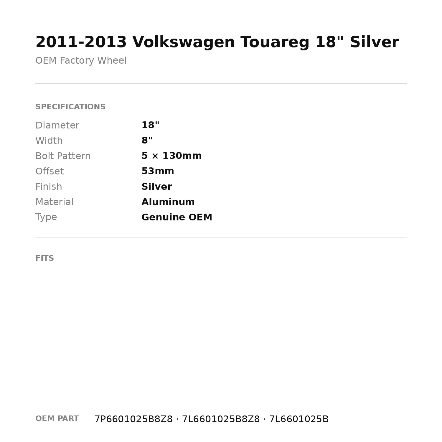 Durable Wheels And Rim with Volkswagen, Chrysler, Year(s) :2013, 2012, 2011 - Aluminum Silver Model 48DA52