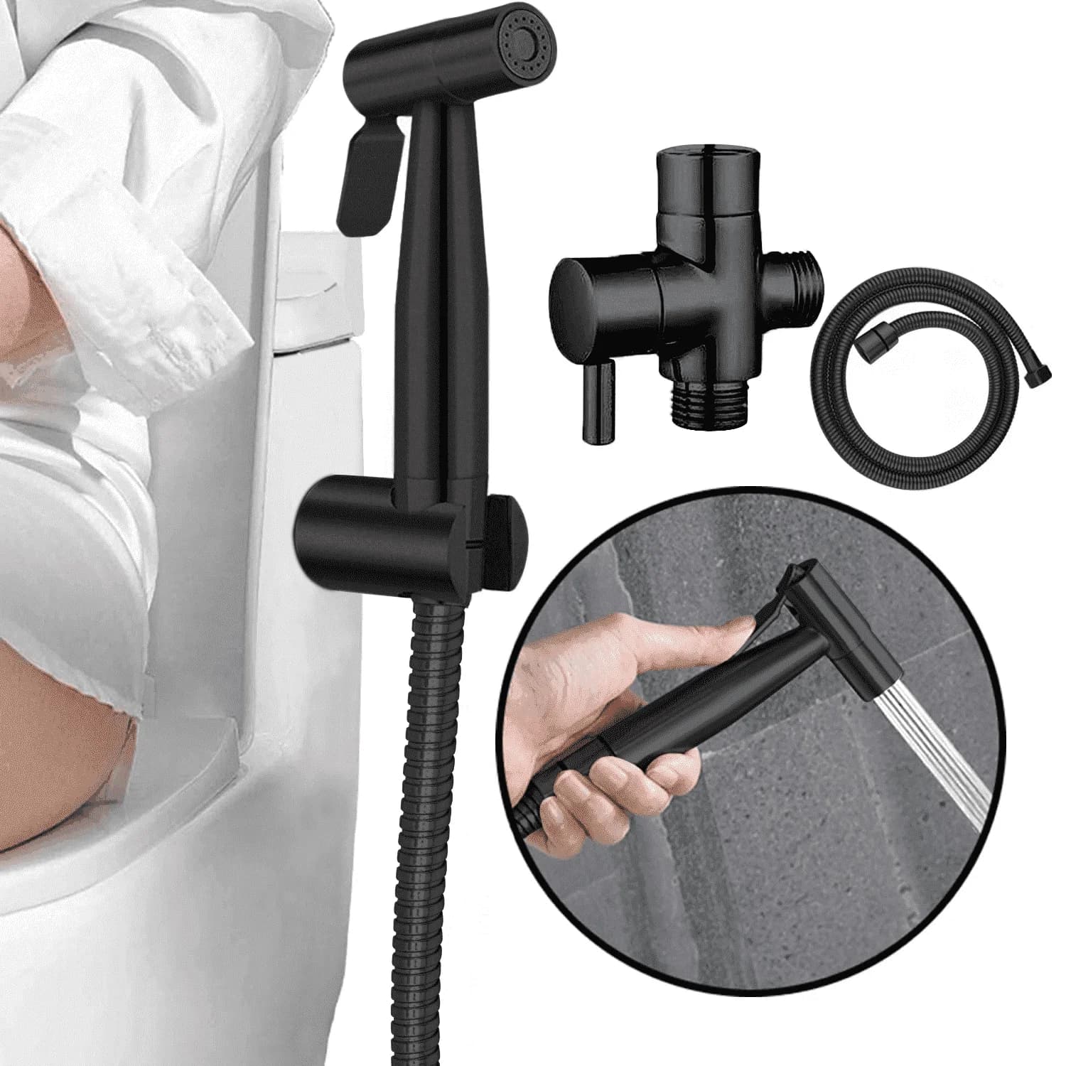 Versatile Plumbing with Easy Installation, Handheld Bidet Sprayer - Sus 304 Stainless Steel Black Model 6695A3