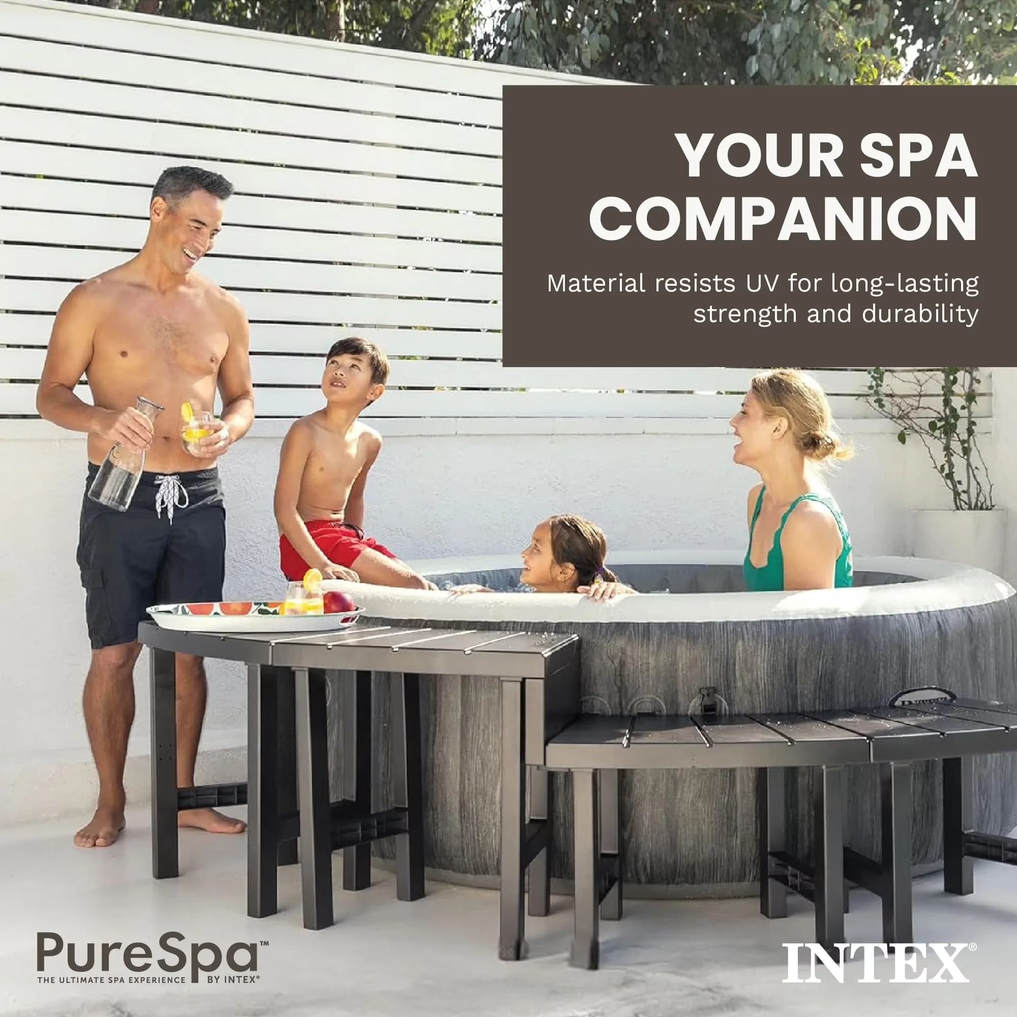 Hot Tub Quality with Color: Brown, Set of 4 PureSpa Benches - Wood Brown Model 3B8668