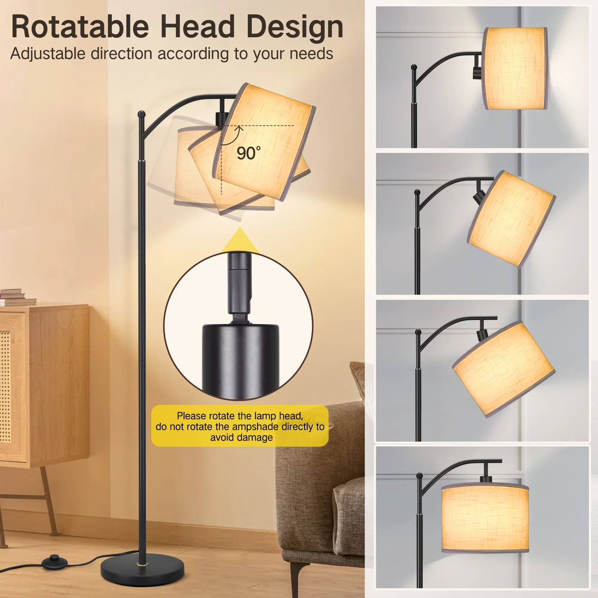 Essential Lamp with LED, Modern, Arc - Metal 63 Inch (5 Feet) for Living Room Model 9B5B9B