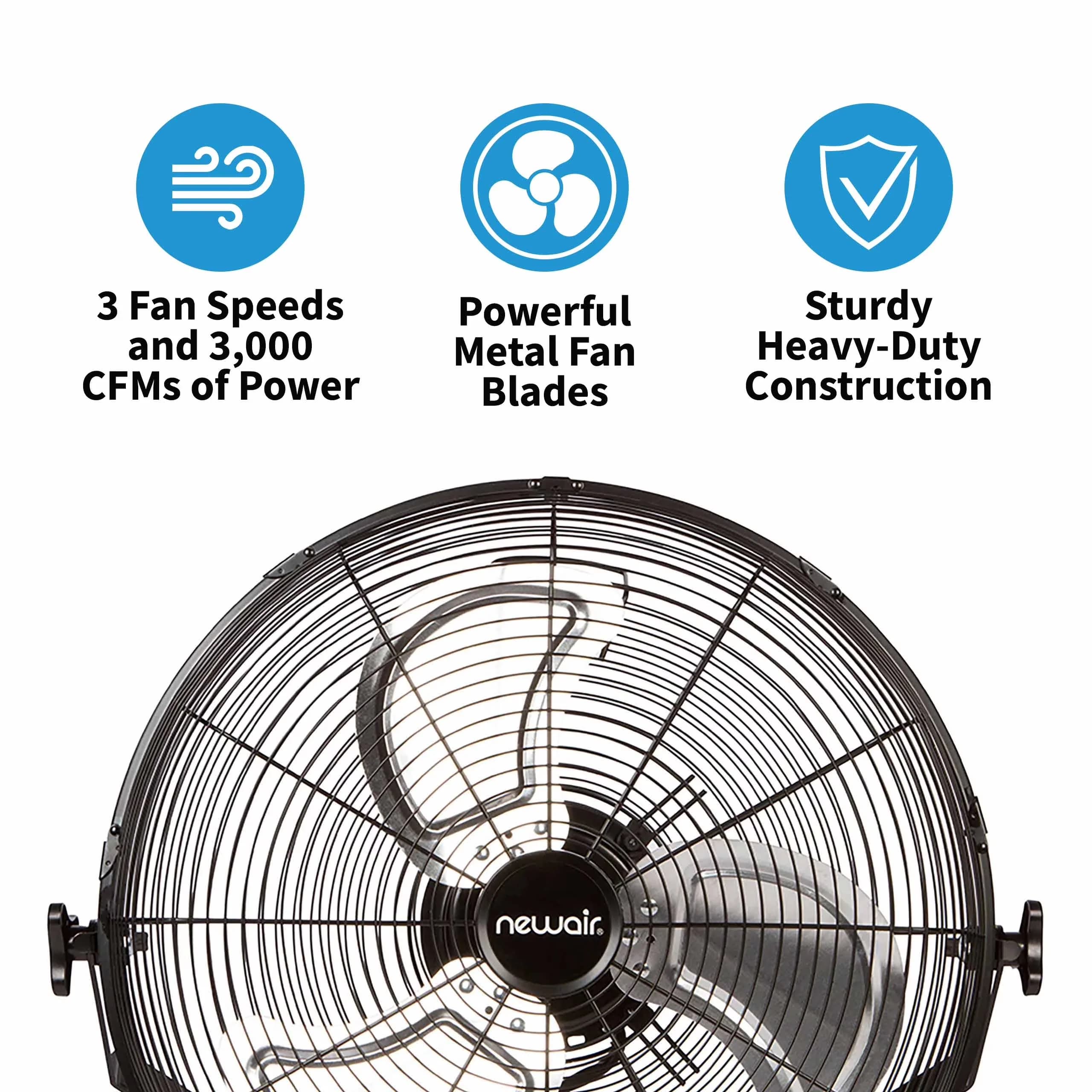 Fans In Cooling Reliable with Tilt Mechanism, Rotatory Switch, Metal fan blades for powerful airflow - Rubber Black Model C1F24E