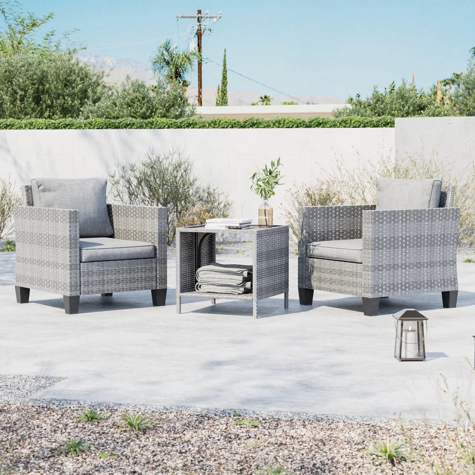 Efficient Patio Conversation Set with Weatherproof - Gray for Outdoor - Universal Fit Model 89AAB4