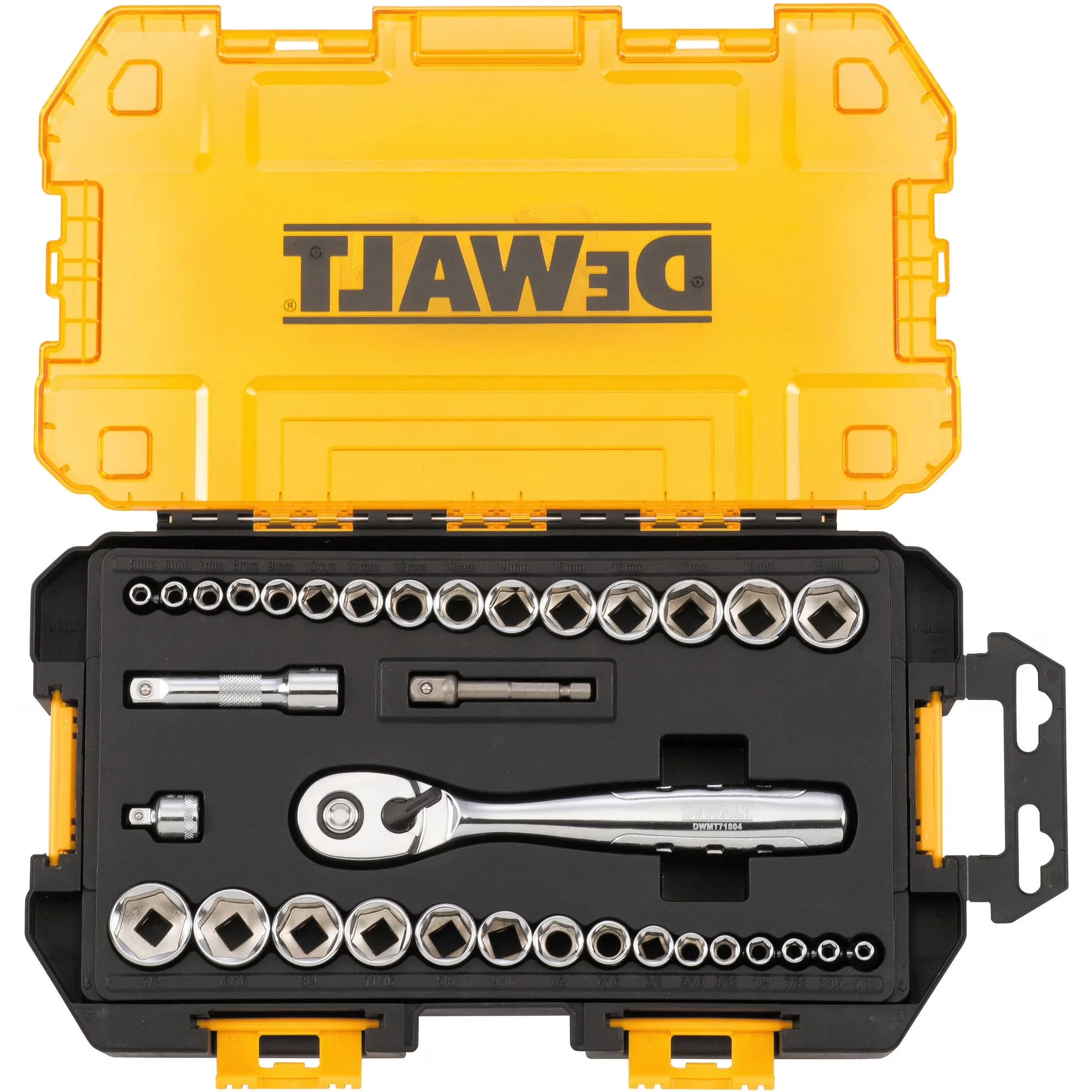Hand Tool Reliable with Lockable, 1/4" & 3/8" Drive Socket Set, Tough Box Kit - Multicolor Model 0E620C
