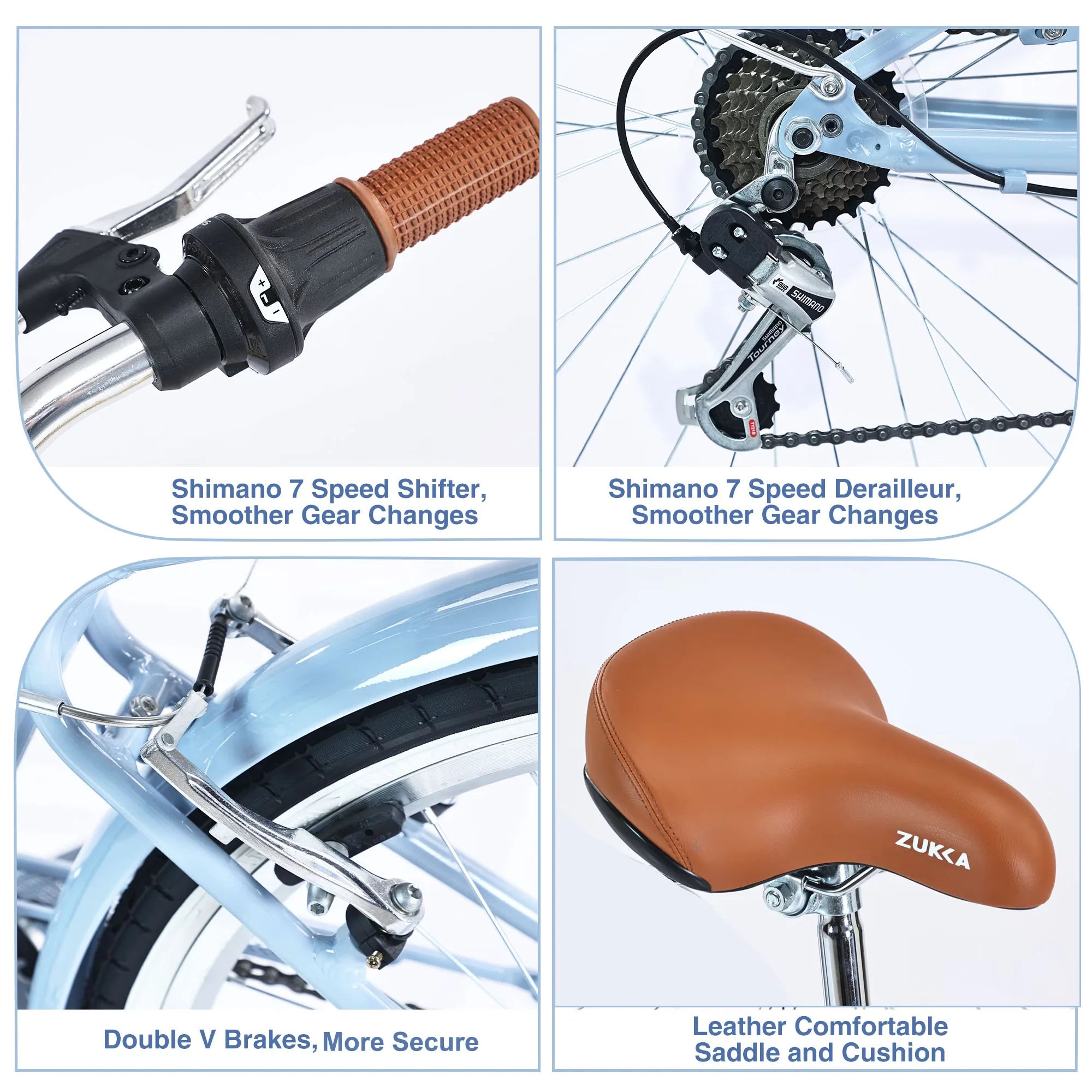 Modern Cruiser Bike with Adjustable Seat Height, Adjustable Speed - Blue Model 8A0B10