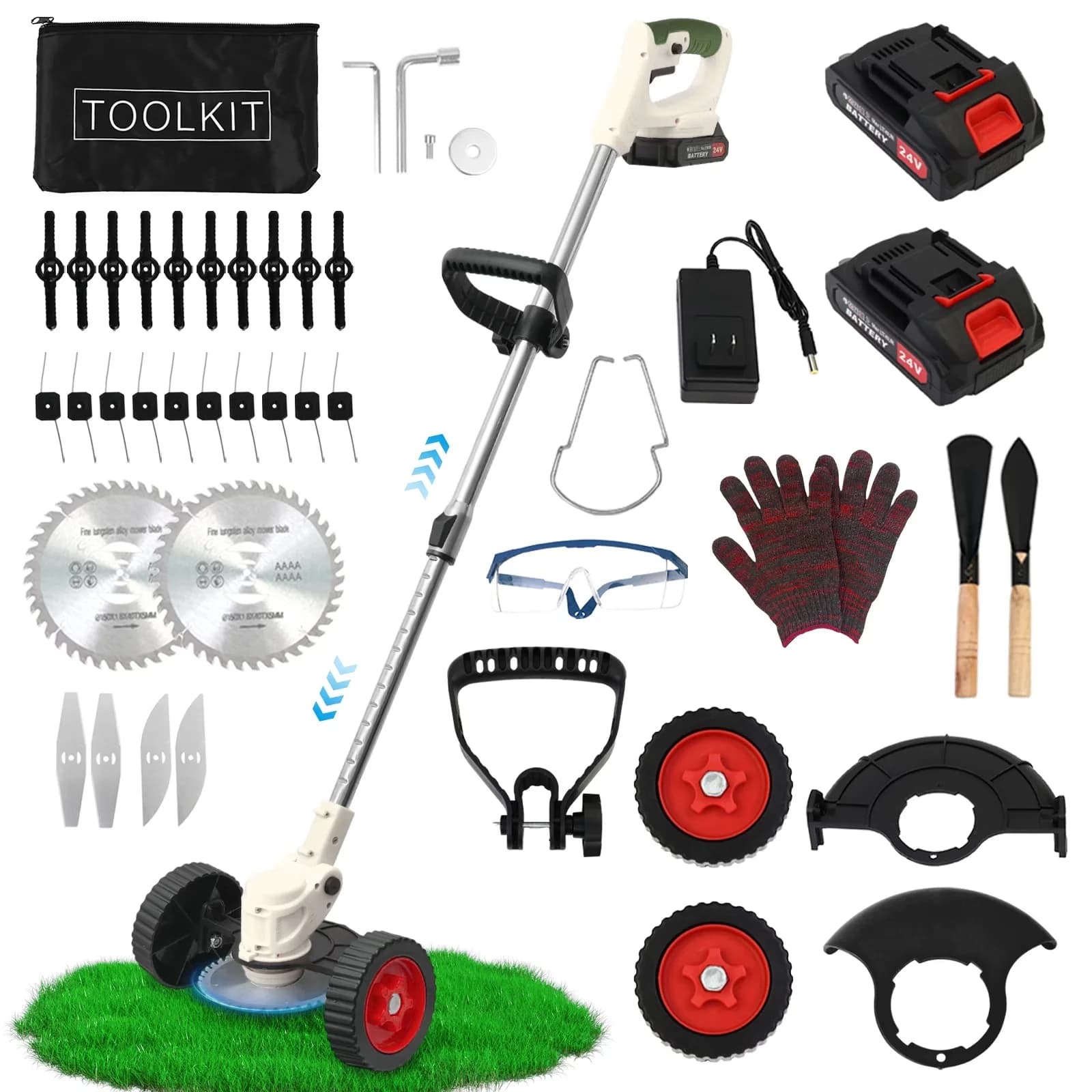 Professional String Trimmer with Battery, 200W, Attachment Capable - White Model 74F085