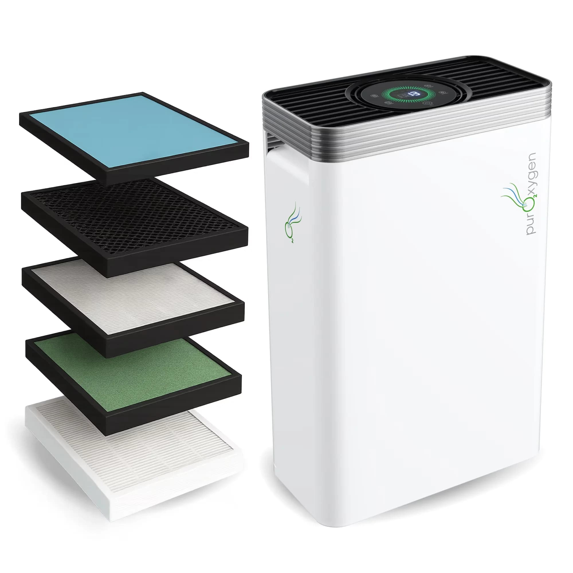 Compact Air Purifier with Smart Technology Capable, Filter, PURO²XYGEN P500 HEPA Home - White Model D4C22A