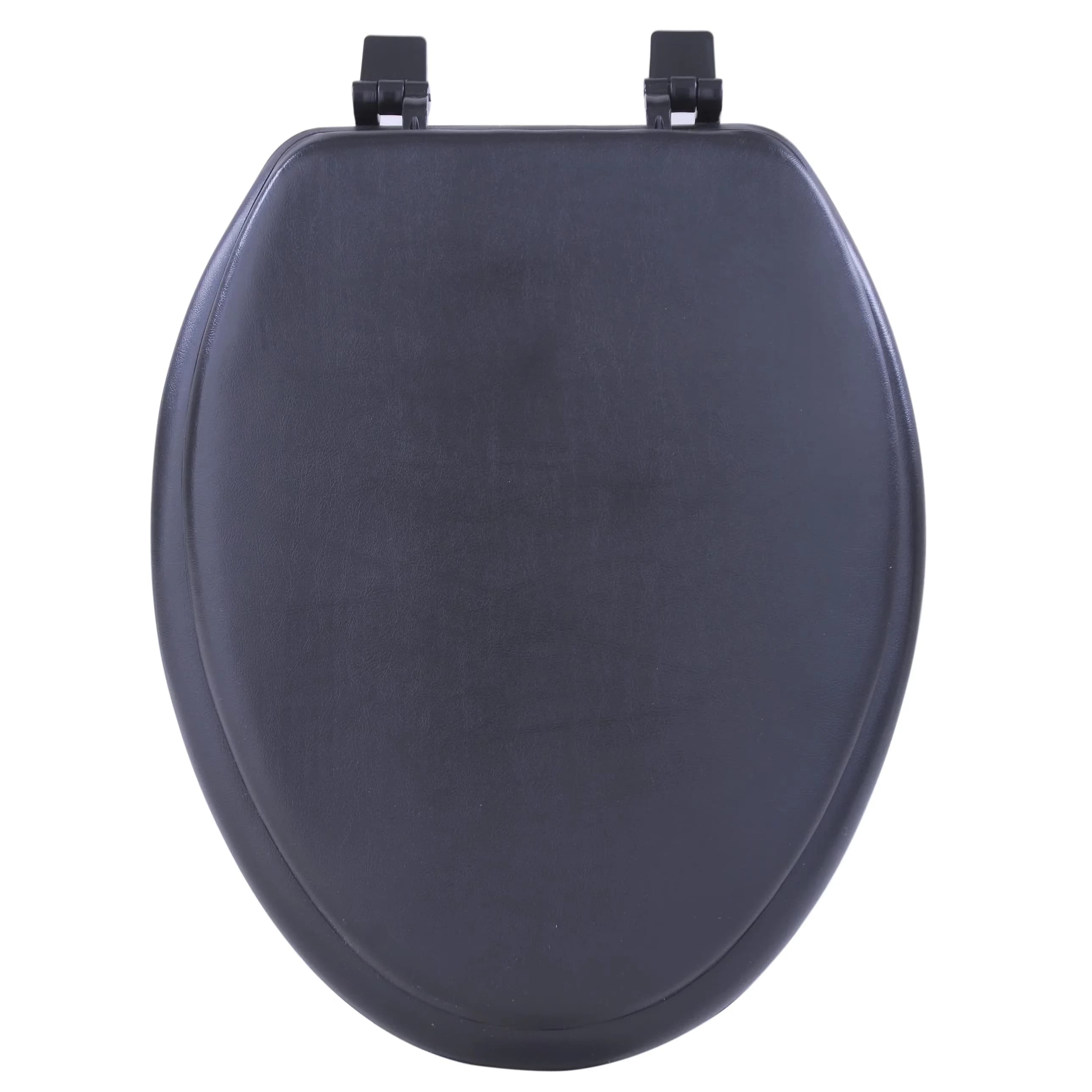 Premium Toilet Seats And Lid with Adjustable, Easy To Install, Elongated Black Vinyl Soft Padded Seat - Vinyl Black Model 6B7511