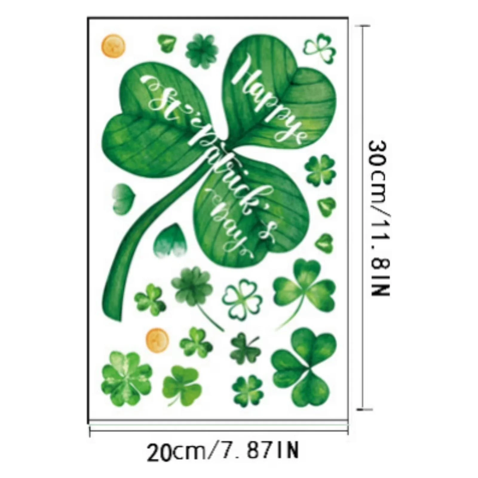 Sleek Wallpaper Wall Decals Wall Covering with Removable, 4 Sheets St. Patrick's Day Window Clings - Plastic Multicolor for Home, Office Model EB6E33